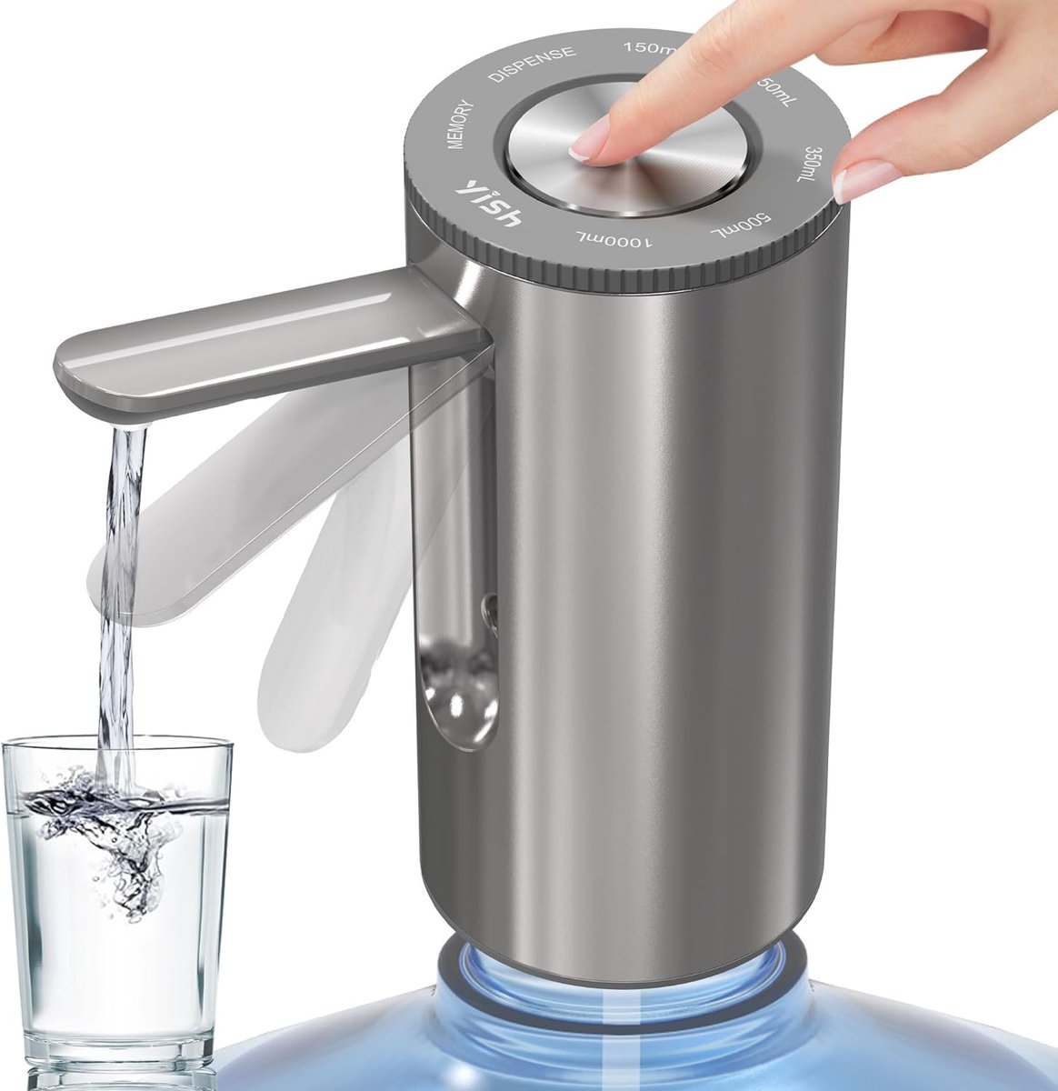 SnelShoppen - Elektrische Waterpomp voor 5 Gallon Waterfles, USB Oplaadbare Waterdispenser, Draagbare Waterpomp voor 3.8-18.9L Flessen voor Thuis, Kan