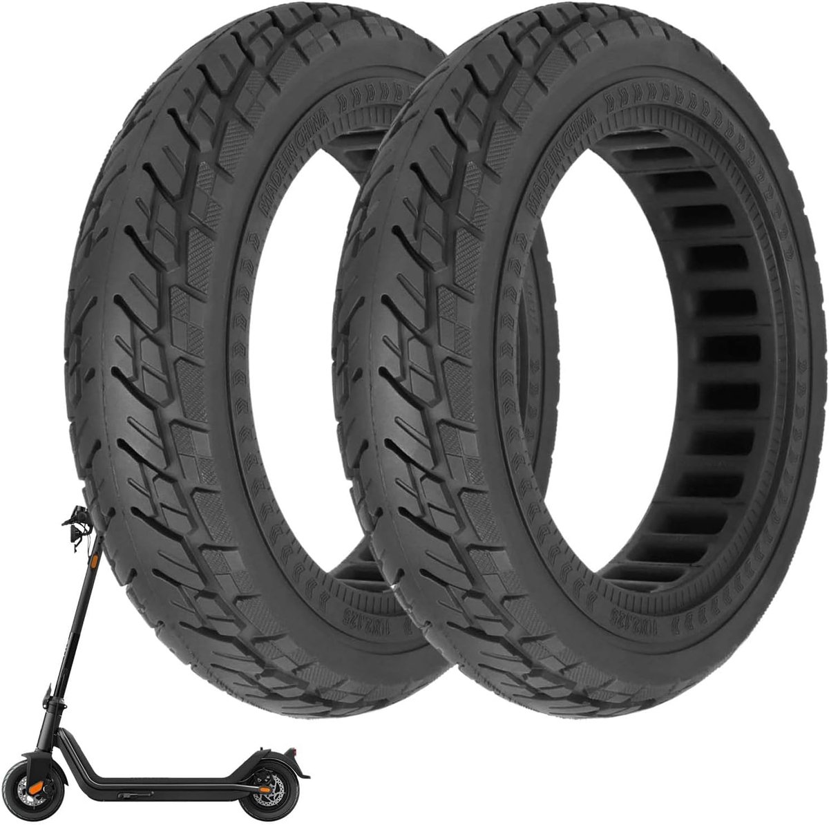 SnelShoppen - 250 x 54 Vervangende Solid Banden voor Elektrische Scooter, 10 Inch Duurzame Rubberbanden voor Diverse Modellen, 2 Stuks, Zwart