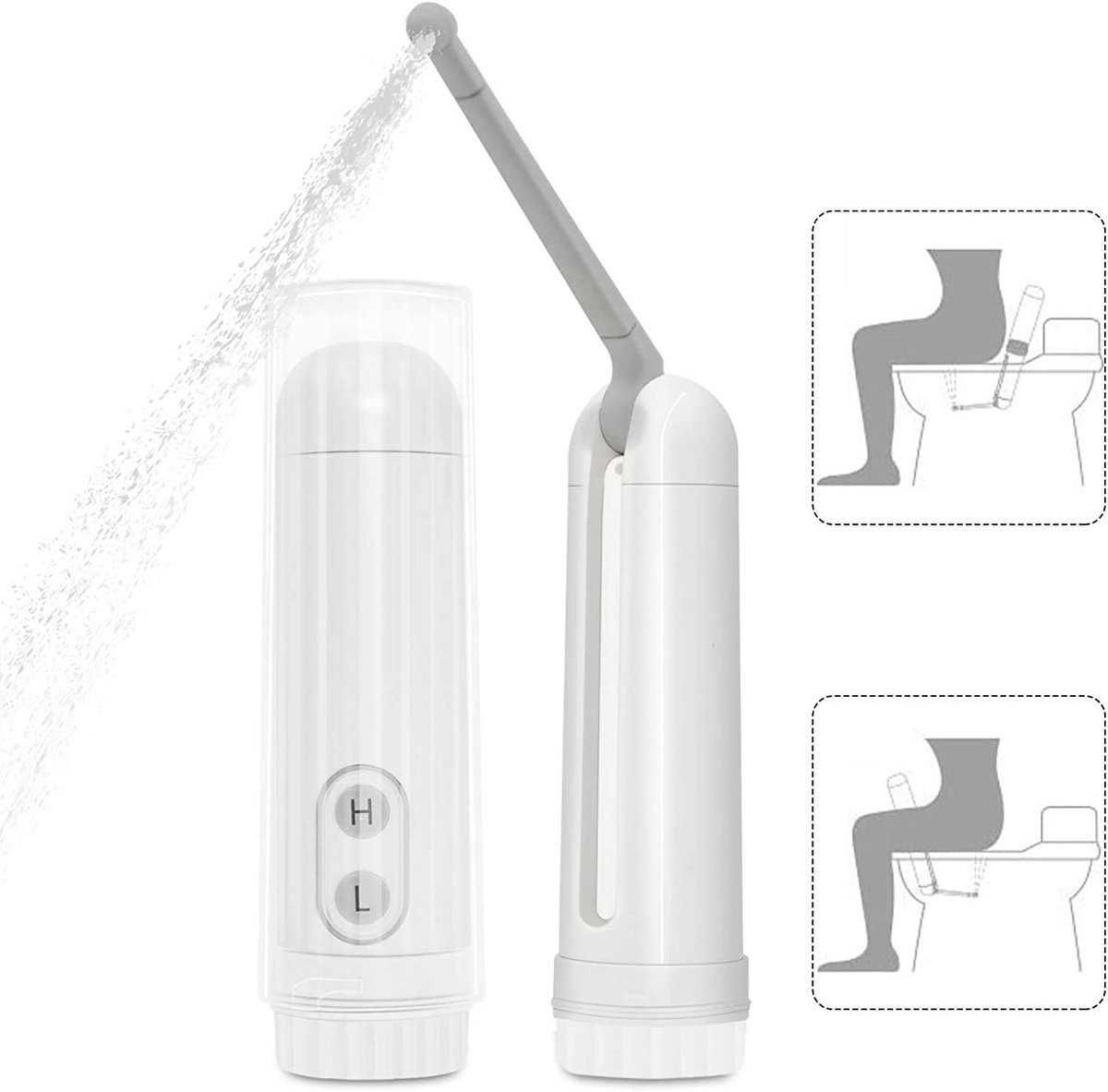 Draagbaar reis-bidet – IPX6 waterdichte elektrische bidet met automatisch decompressiefilm en 180° verstelbare sproeikop – perfect voor babywasbeurten en persoonlijke verzorging.L