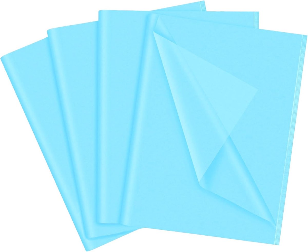 SnelShoppen - 60 Vellen Lichtblauw Tissuepapier 35 x 50 cm - Cadeaupapier voor Verjaardag, Kerst, Bruiloft, Babyshower en Creatieve Knutselprojecten