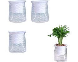 Zelfwaterende bloempot - Zelfwaterende plantenpot - Hydrocultuur bloempot - Transparante bloempot - Plantenpot binnen - Bloempot 3 stuks - Zelfbewaterende plantenpot voor kamerplanten, kruiden en bloemen