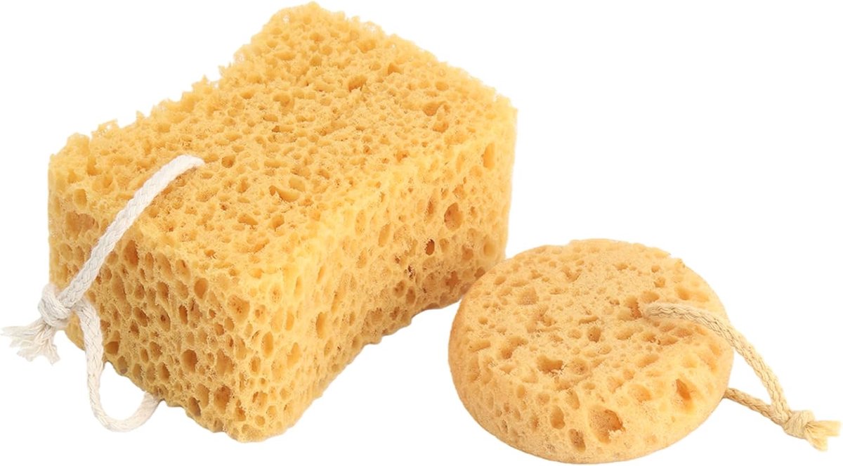 SnelShoppen - Douche Spons Lichaam 2 stuks, Grote Exfoliërende Zee Spons voor Volwassenen, Perfect voor Gevoelige Droge Huid, Ideaal voor Mannen & Vro