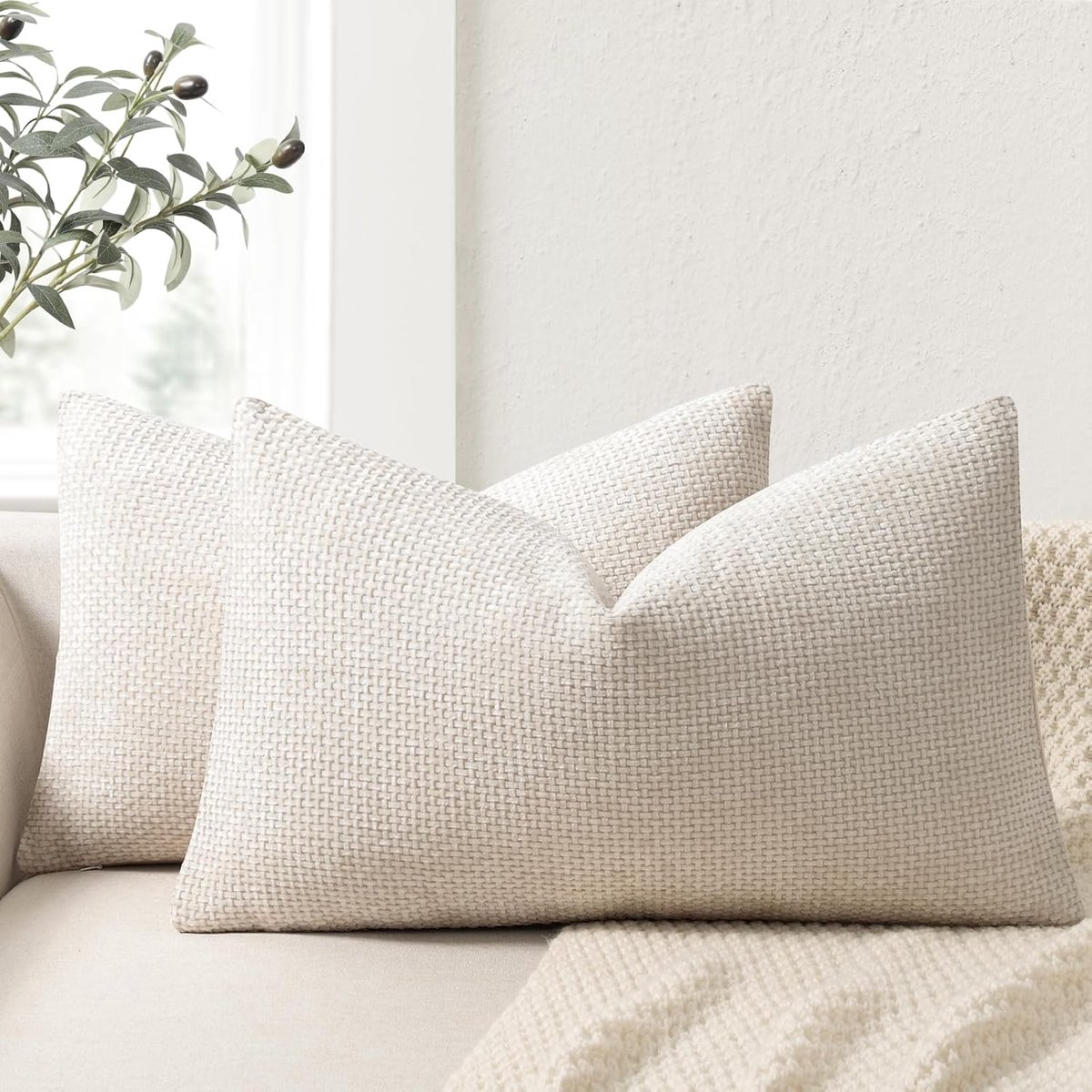 SnelShoppen - Set van 2 Zachte Chenille Kussenhoezen 30x50 cm - Luxe Decoratieve Cushion Covers voor Sofa, Bed en Woonkamer - Perfecte Thuisdecoratie