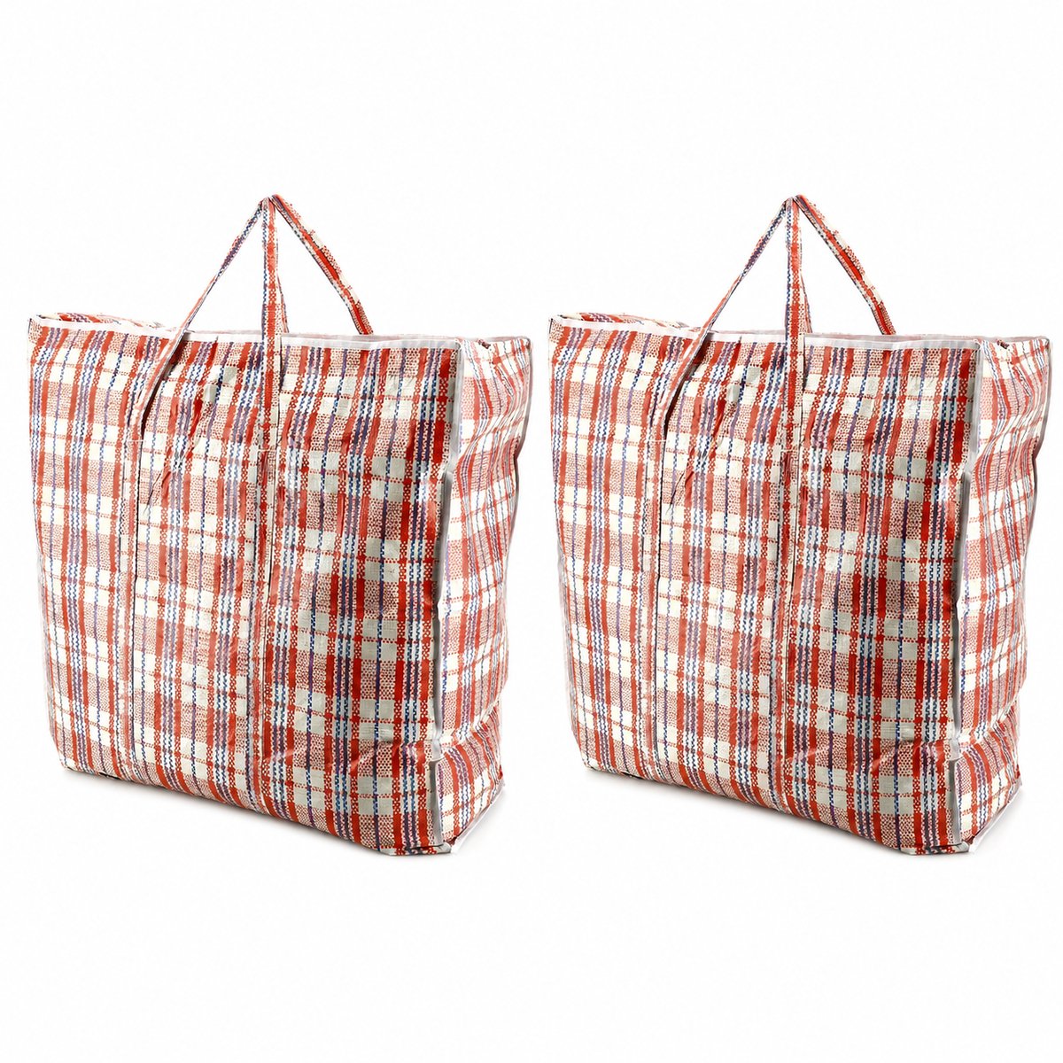 Opbergtas met Rits 90L – 2 Stuks Grote Opbergtassen voor Dekbedden, Kleding & Kerstboom – Big Shopper XL – Boodschappentas met Rits – Verhuistas – 60 x 60 x 25 cm