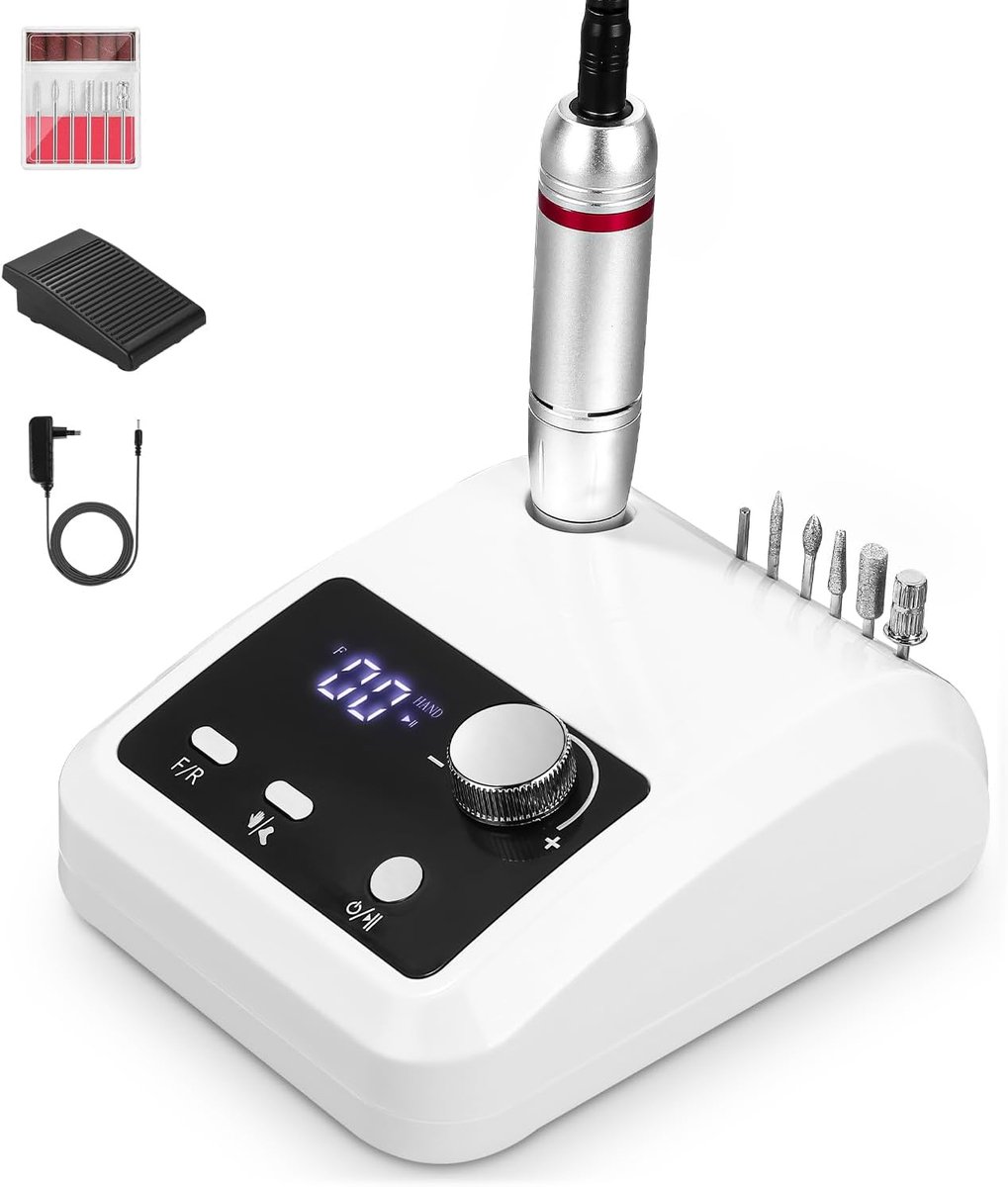 SnelShoppen - Professionele Elektrische Nagelvijl 45.000 rpm Draagbare Nagelvijl Set voor Manicure, Pedicure, Acrylnagels Verwijderen, Verstelbare Sne
