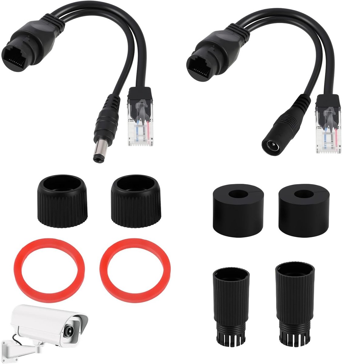 POE Injector Kit 12V met POE Splitter voor RJ45 Kabels en Passieve Voedingsadapter voor IP Camera's, WiFi Access Points en Netwerk Switches