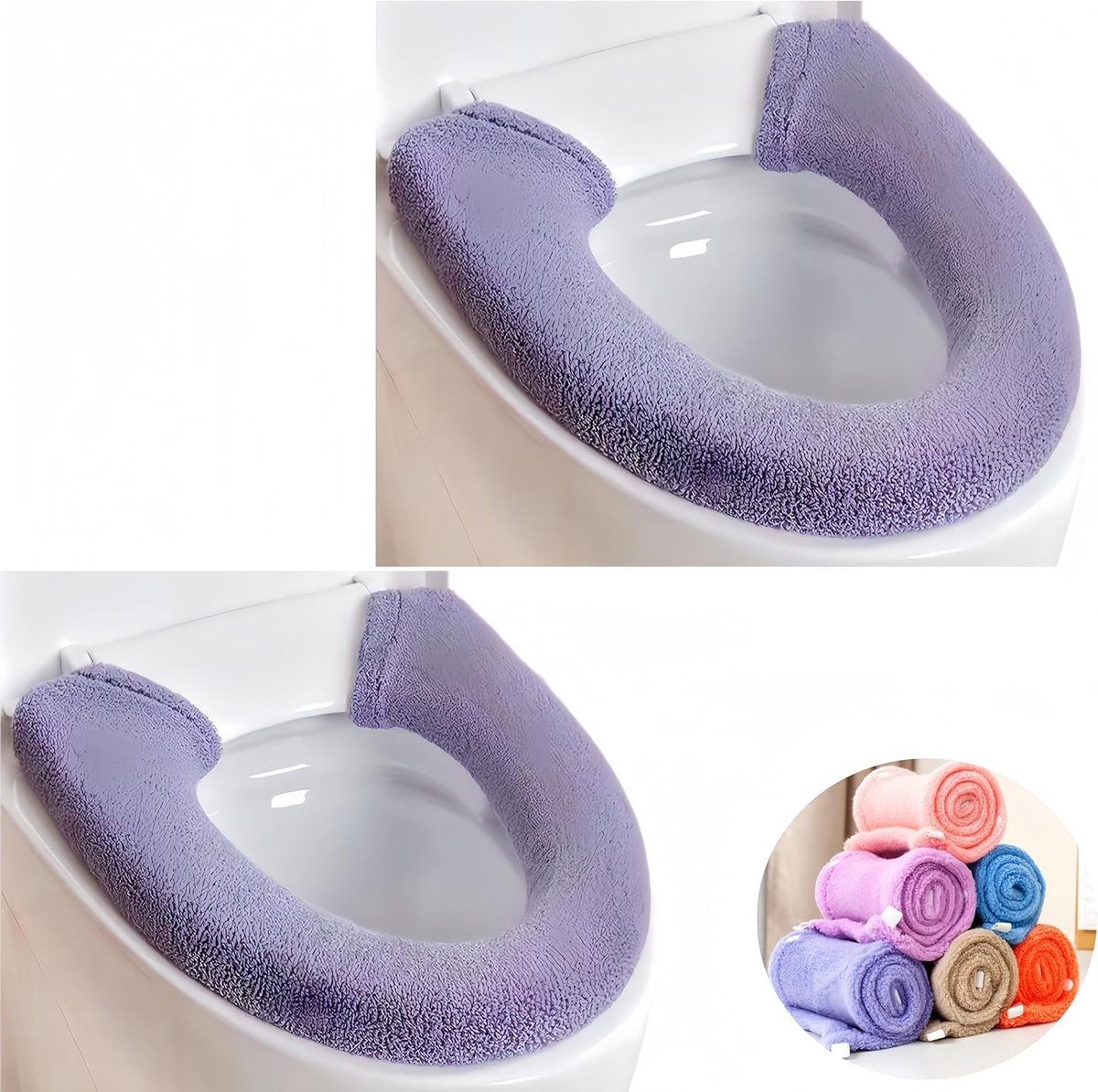 Zachte en Dikke Toiletbril Covers met Handvat - Wasbare en Rekbare Toiletdeksel Kussens voor Comfort en Hygiëne