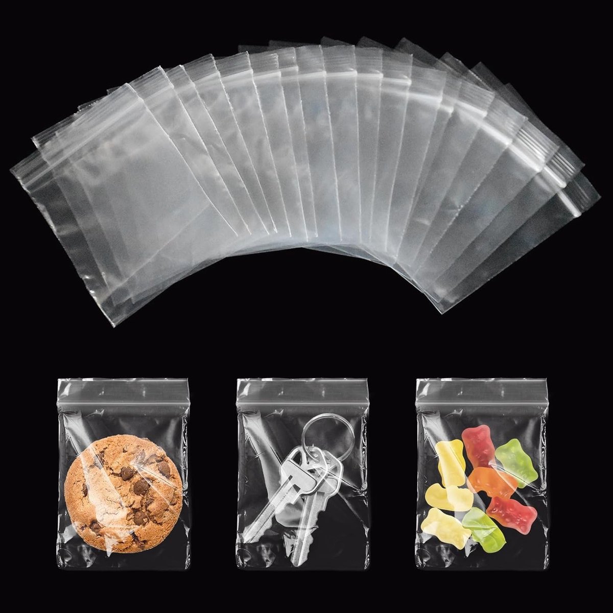 300 Stuks 6 x 8 cm Transparante Resealable Ziplock Tassen voor Sieraden, Voedsel en Organisatie