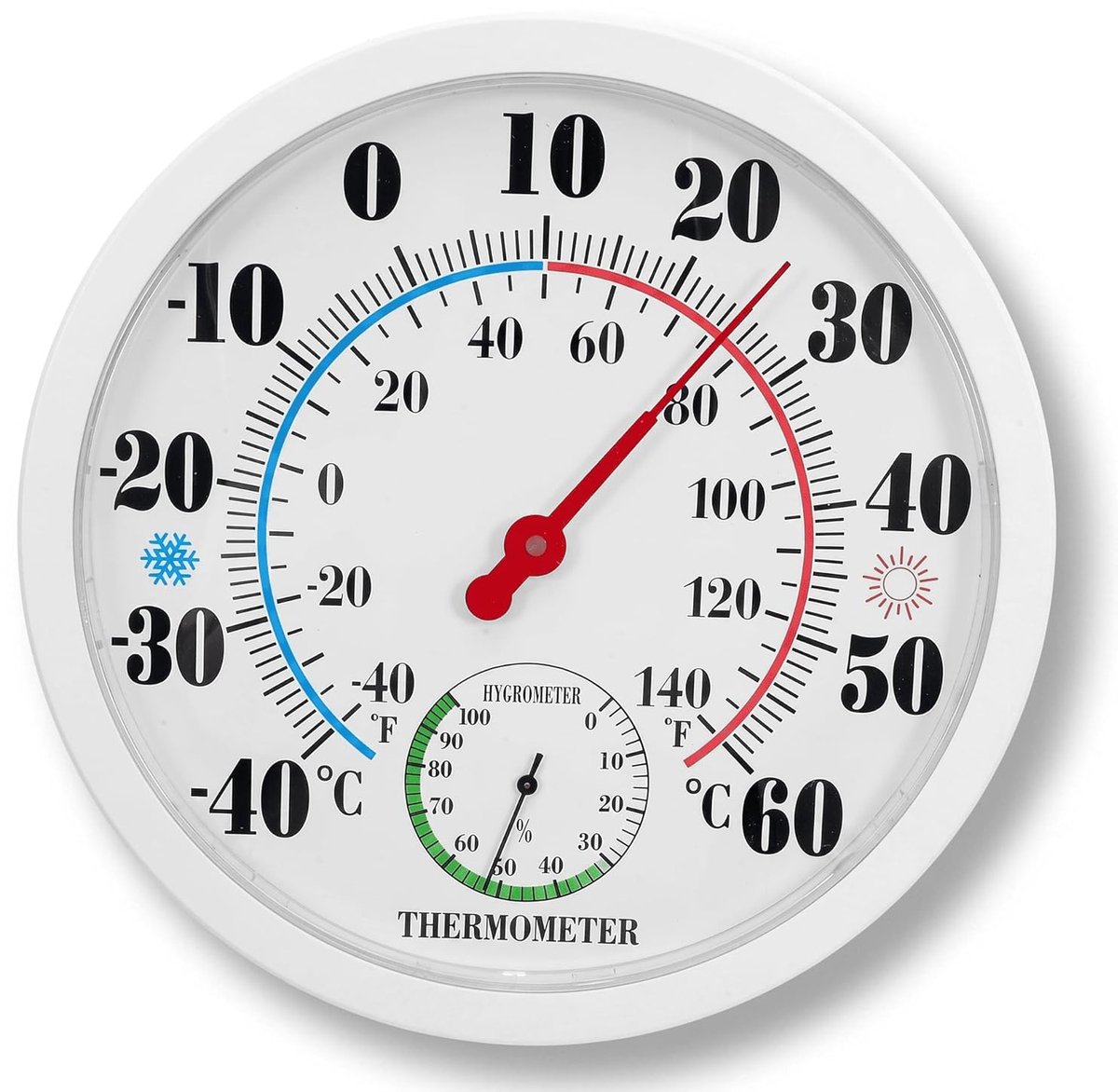 KZQ Weerbestendige Wandthermometer En Hygrometer 25 Cm Met Grote Cijfers Geen Batterij Nodig Voor Binnen En Buiten Tuin Garage En Woning