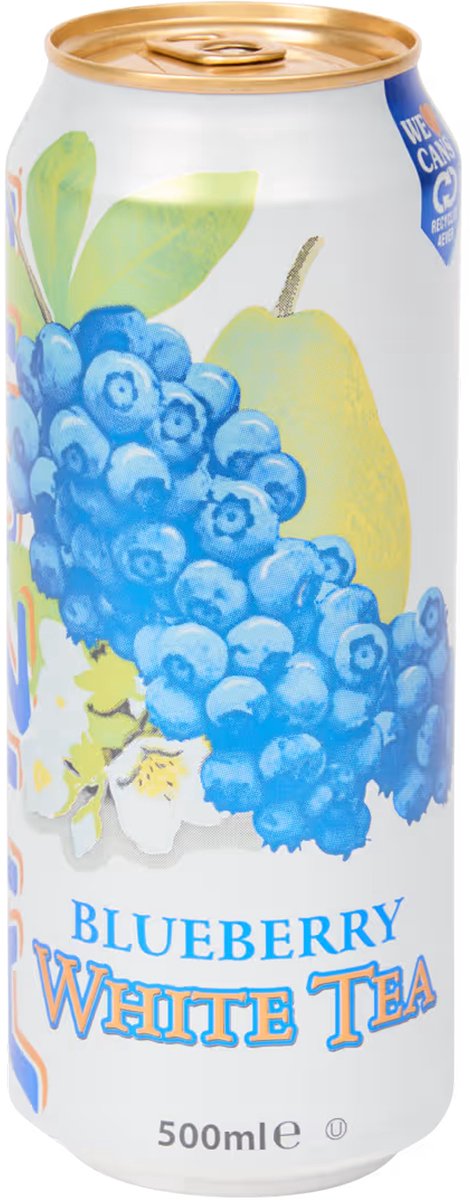 Arizona White Tea Blueberry 500ml Blik – IJsthee met Bosbes – Verfrissende Frisdrank