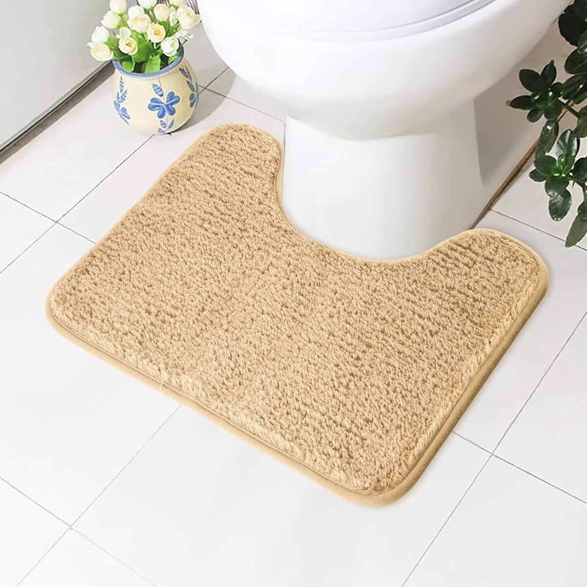SnelShoppen - Absorbent Toilet Mat, Non-Slip Extra Soft Badkamer Mat, Microfiber Fluffy Shaggy Toilet Tapijt, Machine Wasbaar, Sneldrogend Badmat, U V