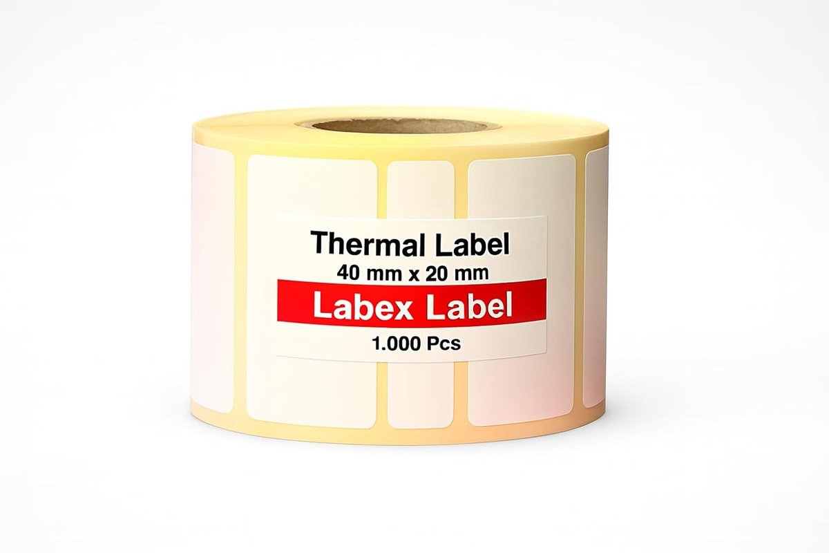 SnelShoppen - Thermal Labels 40x20mm Rol - Direct Thermal Barcode Labels zonder Ribbon - 1000 Stuks - TSC Godex Compatibel - Perfect voor Verzenden en