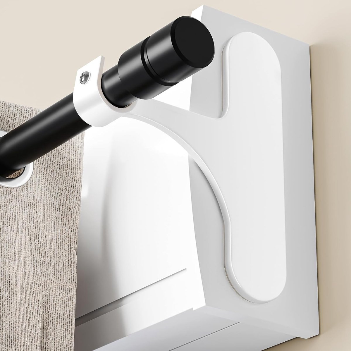 SnelShoppen - Curtain Rod Holder Zonder Boren voor Rolgordijnkast - Zelfklevend, Set van 2 voor Stangen 19–28mm, Stevig Metaal, Snelle Installatie, Wi