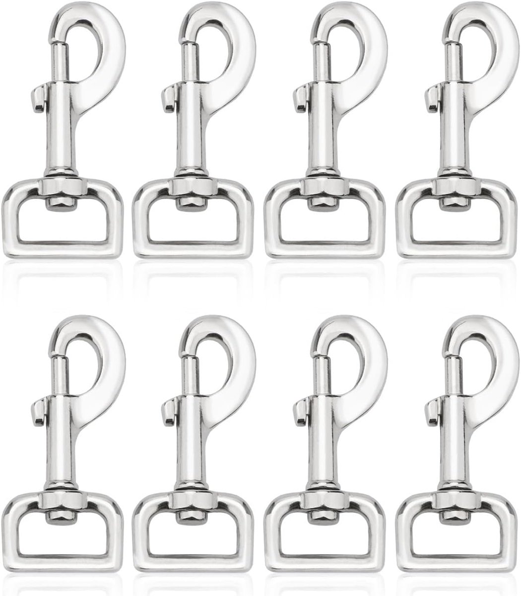 SnelShoppen - Pack van 8 Zwivel Carabiner Haken, RVS Dog Leash Haken, Snelkoppeling voor Halsband, Rugzak, Sleutels, 60MM, Roestvrij en Duurzaam