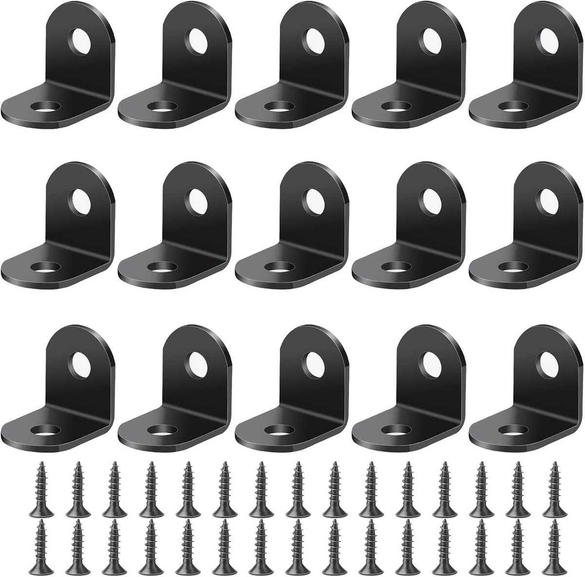SnelShoppen - 15x RVS Hoekclips 20x20x2 mm voor Meubels - Sterke Hoekbeugels met 30 Schroeven - Zwart - Duurzaam en Veelzijdig voor Meubelprojecten