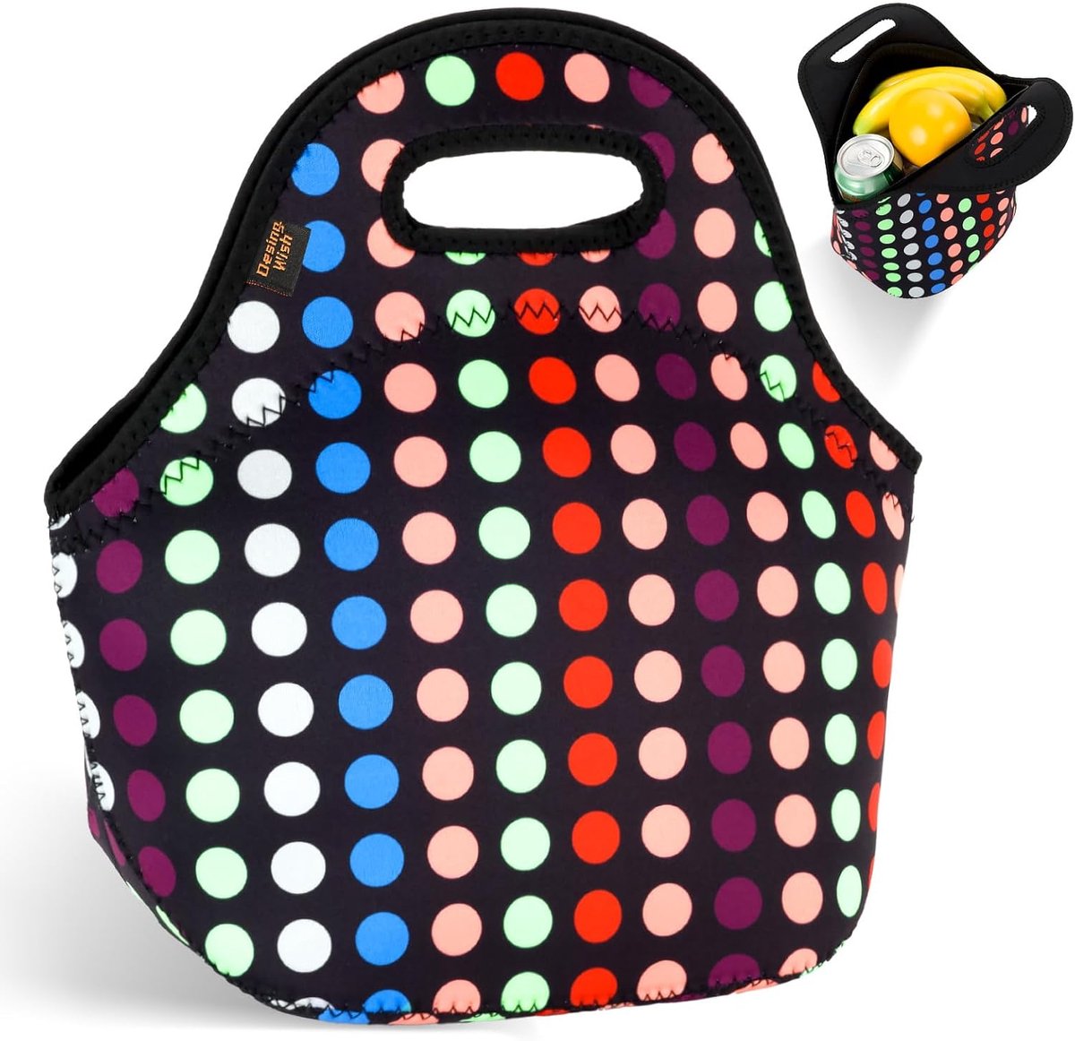 SnelShoppen - Neoprene Lunch Box Bag - Geïsoleerde Lunchtas - Vouwbare Thermobag - Picnic Bag voor Kinderen, Mannen en Vrouwen - Ideaal voor School, W