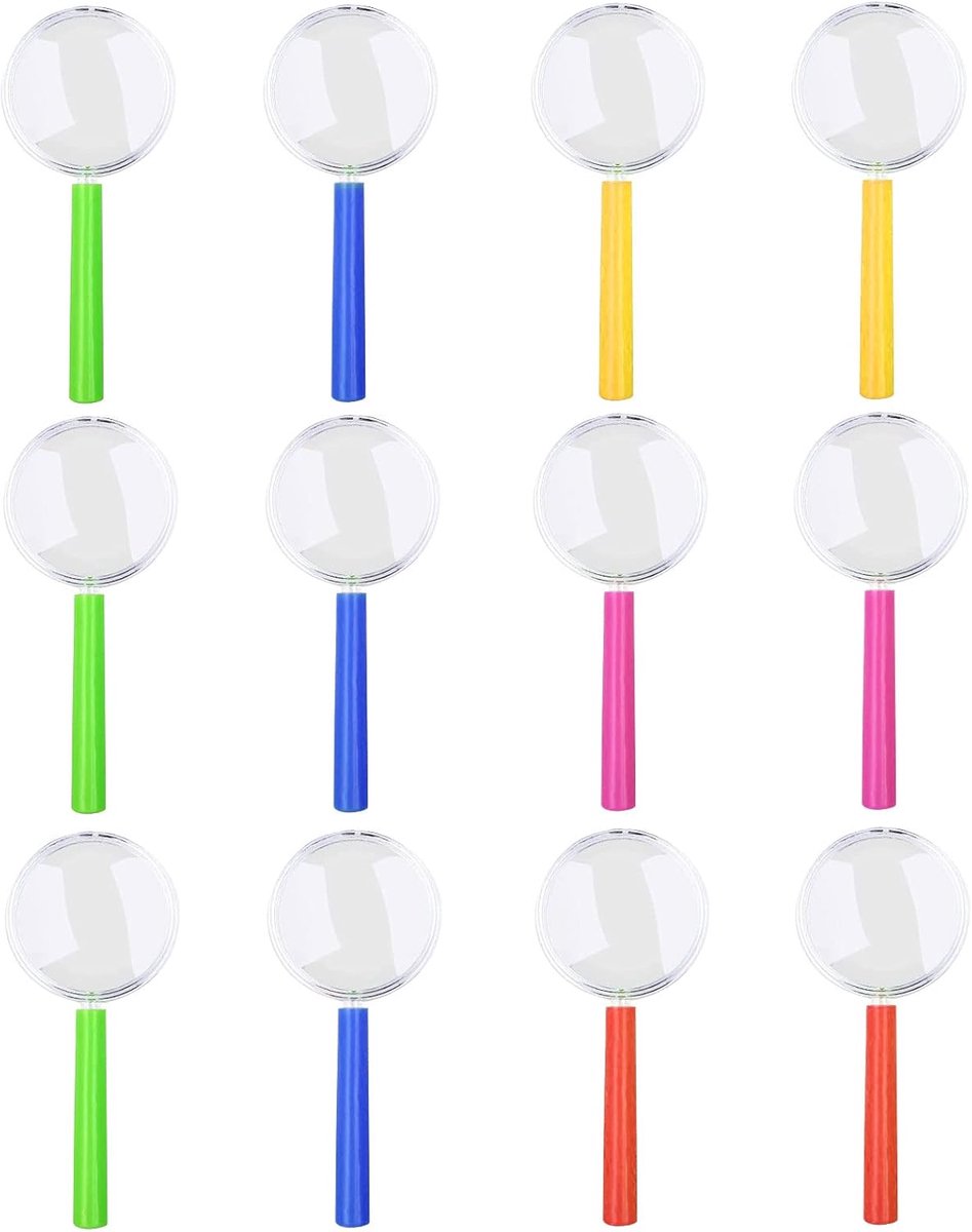 SnelShoppen - 12 Stuks Kleurrijke Vergrootglazen voor Kinderen - Handheld Magnifier - Leeshulp en Speelgoed voor Verkenning en Observatie - Perfect vo