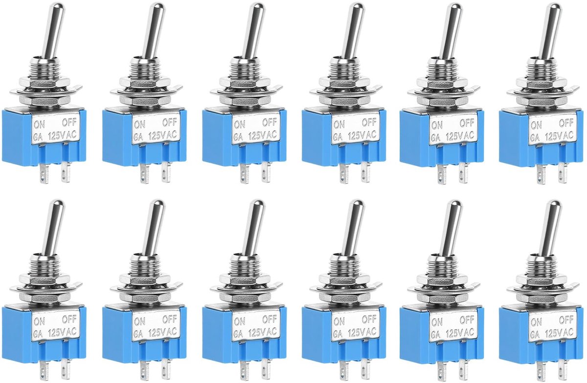 SnelShoppen - 12x MTS-101 2 Polige ON-OFF Schakelaars 2 Pin, AC 125V 6A voor Elektrische Projecten, SPST Type, Hoogwaardige Kwaliteit, Veelzijdig Gebr
