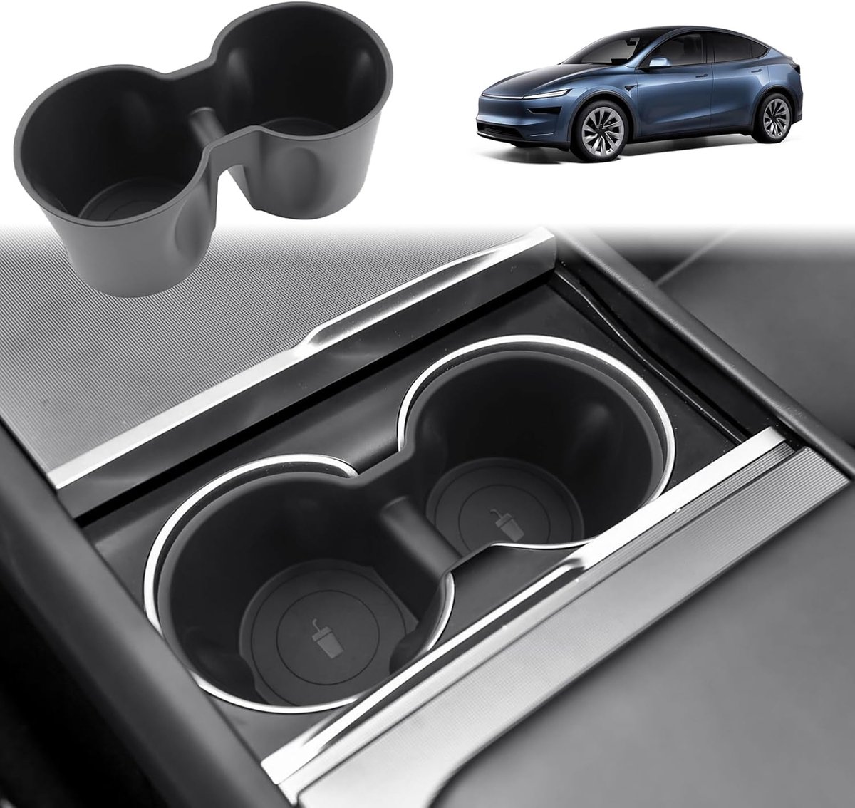 SnelShoppen - Drink Holder voor Tesla Model Y Juniper/Standard 2025-2027 & Model 3 Highland 2024-2027 - TPE Rubber Cup Holder Organizer, Anti-Slip, An