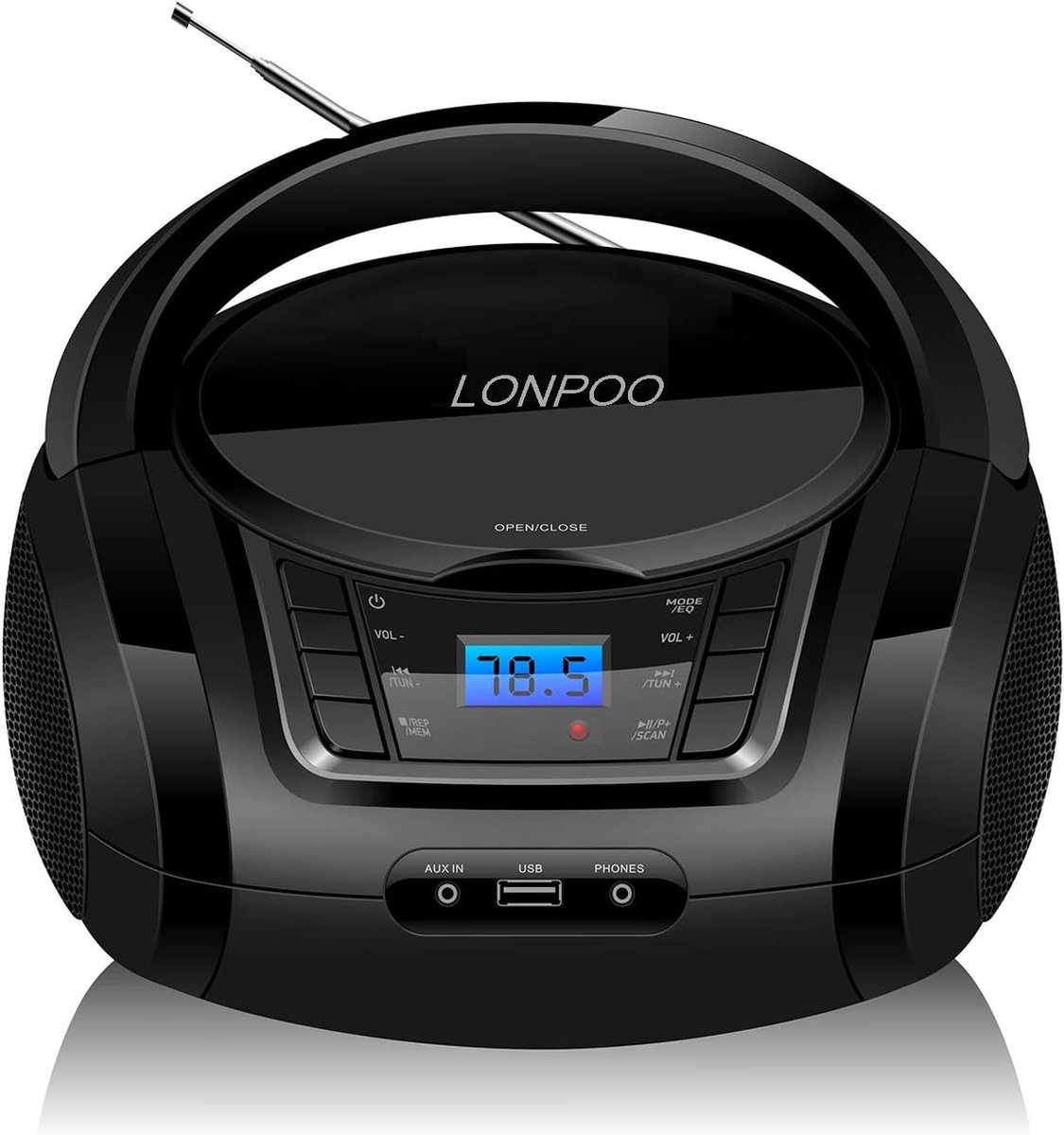 SnelShoppen - LP-D03 Draagbare FM Radio met Bluetooth, Stereo Geluid, MP3 Afspelen, USB & AUX Ingang, Hoofdtelefoonpoort, LCD Display voor Feest, Camp