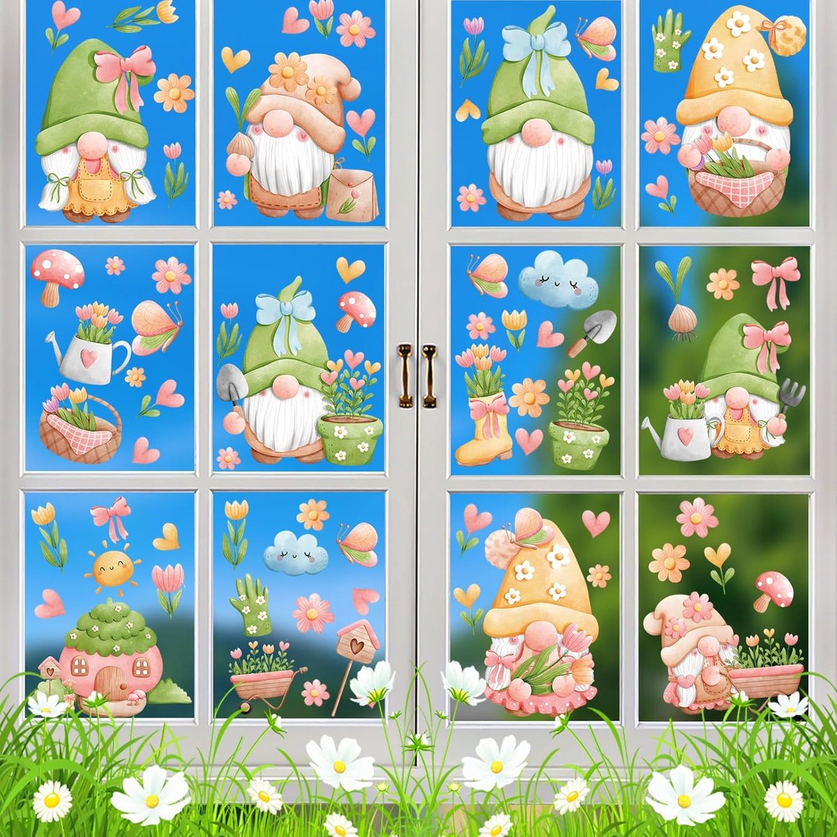 SnelShoppen - Zindoo Raamstickers voor Kinderen - Kleurige Decoratie voor Feesten, Tuin, Keuken - Makkelijk te Plakken en Verwijderen - 12 Stuks