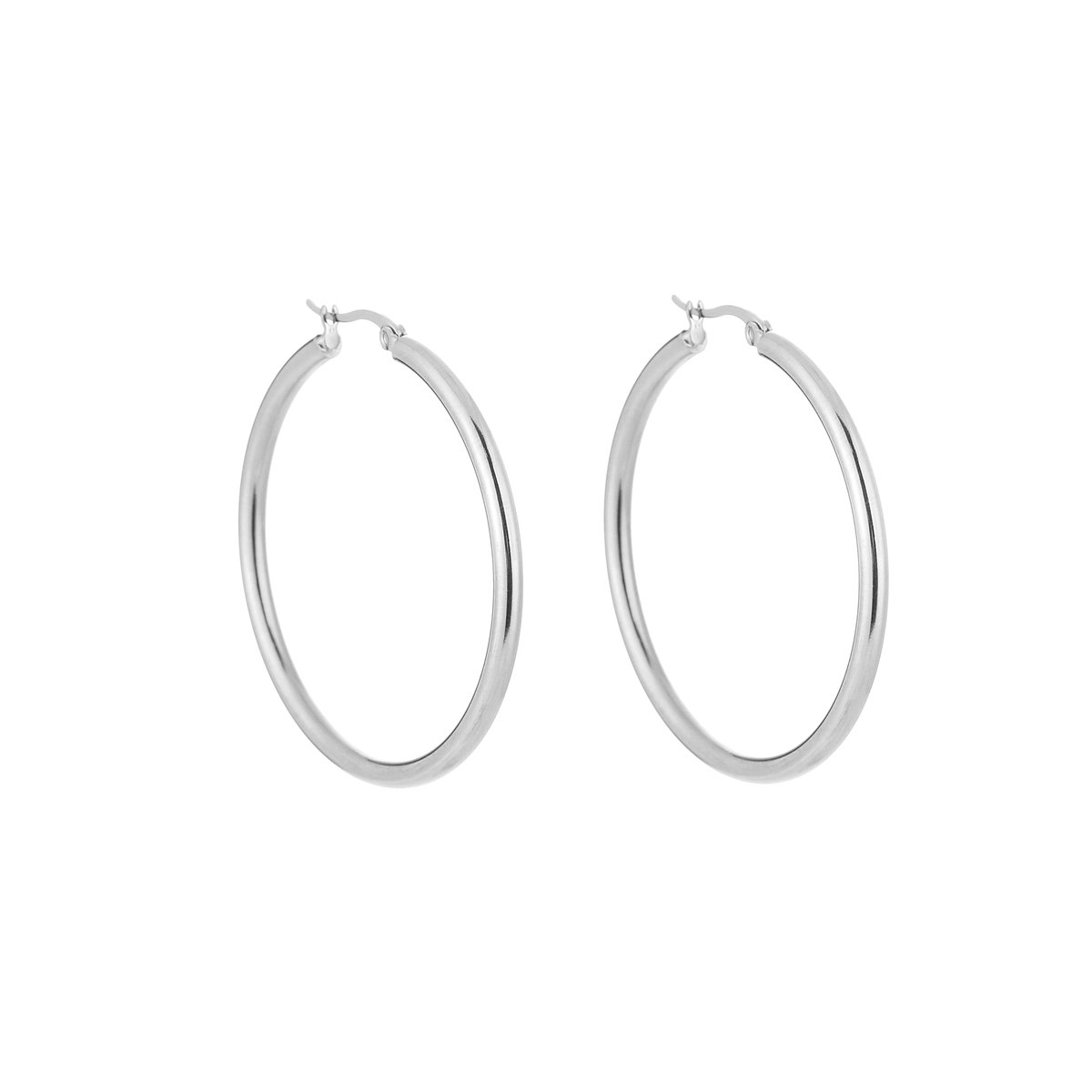 Stainless Steel Klassieke Lightweight Basic Hoops – Elegante & Tijdloze Oorringen – RVS - Zilver