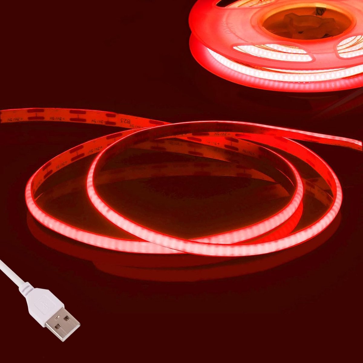 SnelShoppen - COF LED Strip Light 3m USB TV Backlight, 480 LEDs/m Super Bright Flexibel Rood LED Tape voor Keuken, Badkamer, Woonkamer, Auto, DIY Proj