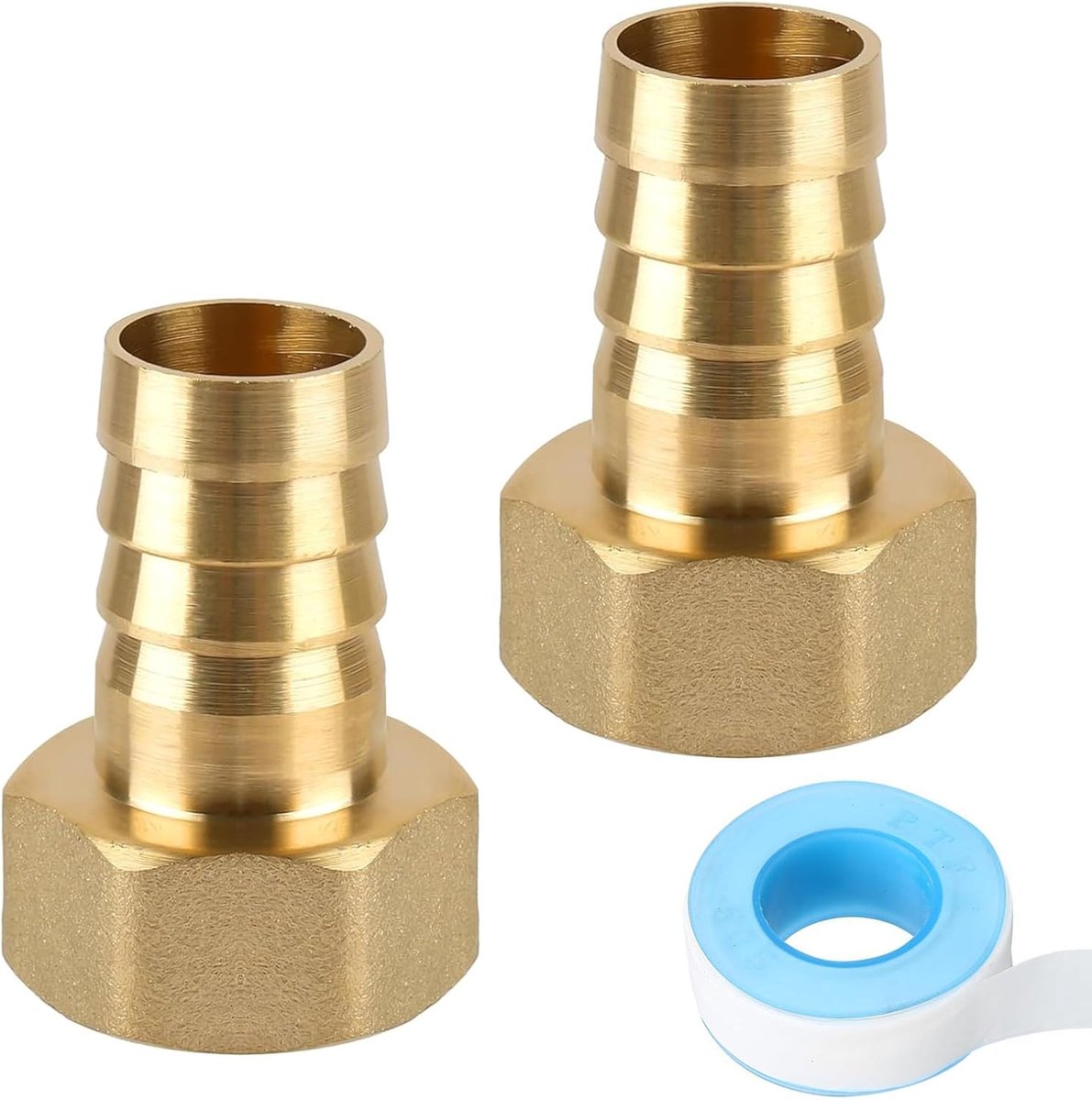 SnelShoppen - 2x Messing Tuinslang Verbinder 3/4 Inch Schroefverbinding 19mm Tuinslang Koppeling met Zeskantige Binnendraad voor Water, Olie, Lucht en