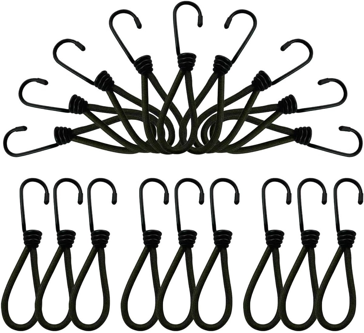 SnelShoppen - Bachel Hook Elastische Spanrubber met Haken 25 Stuks Bundel Zwarte Tensioner Rubber Zeilspanner voor Dekzeilen, Camping, Tuin en Transpo