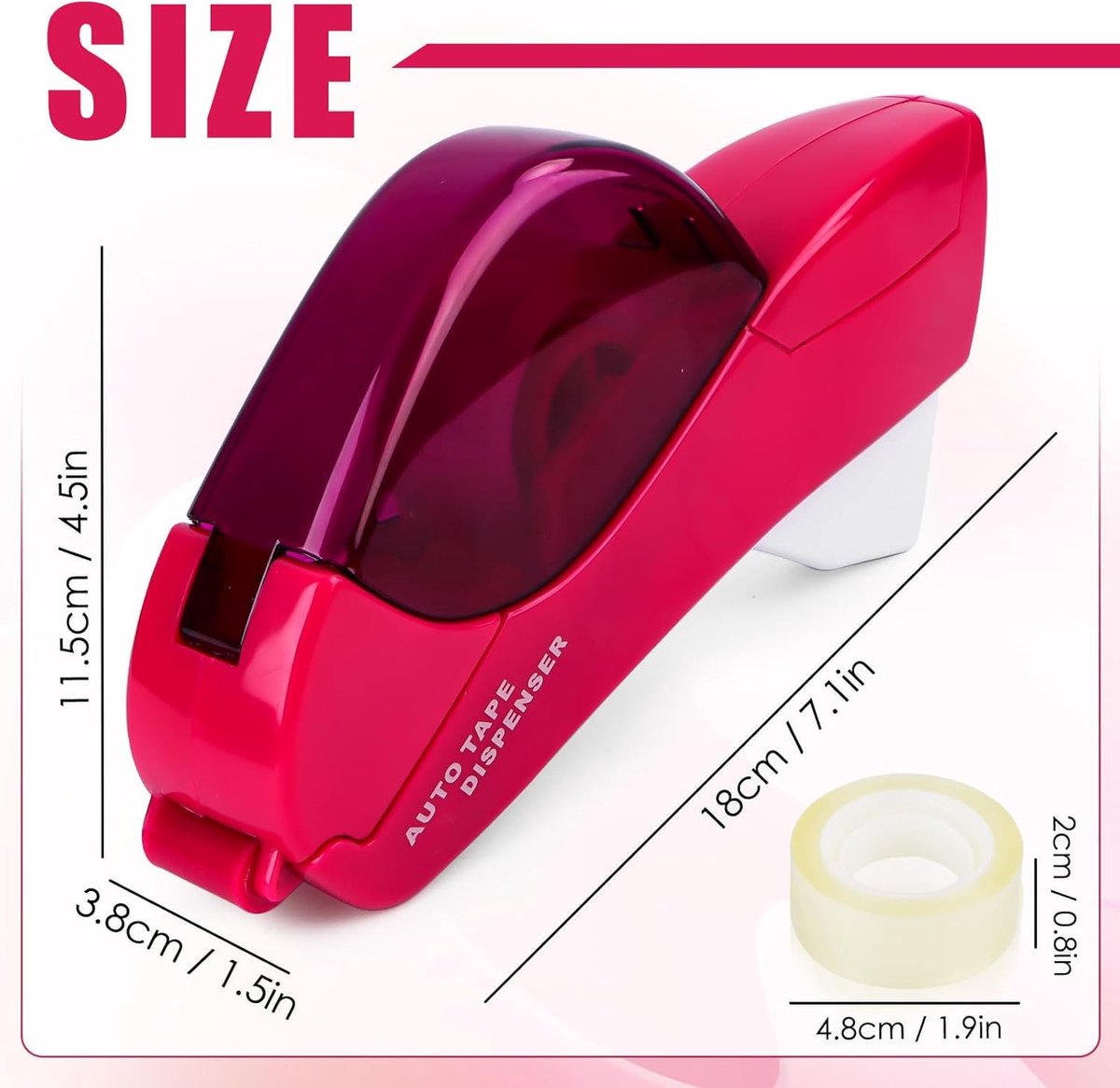 SnelShoppen - Semi-Automatische Hechtband Dispenser met Inclusief Tape - Compacte Adhesive Tape Dispenser voor Thuis, Kantoor en Creatief Gebruik - 12