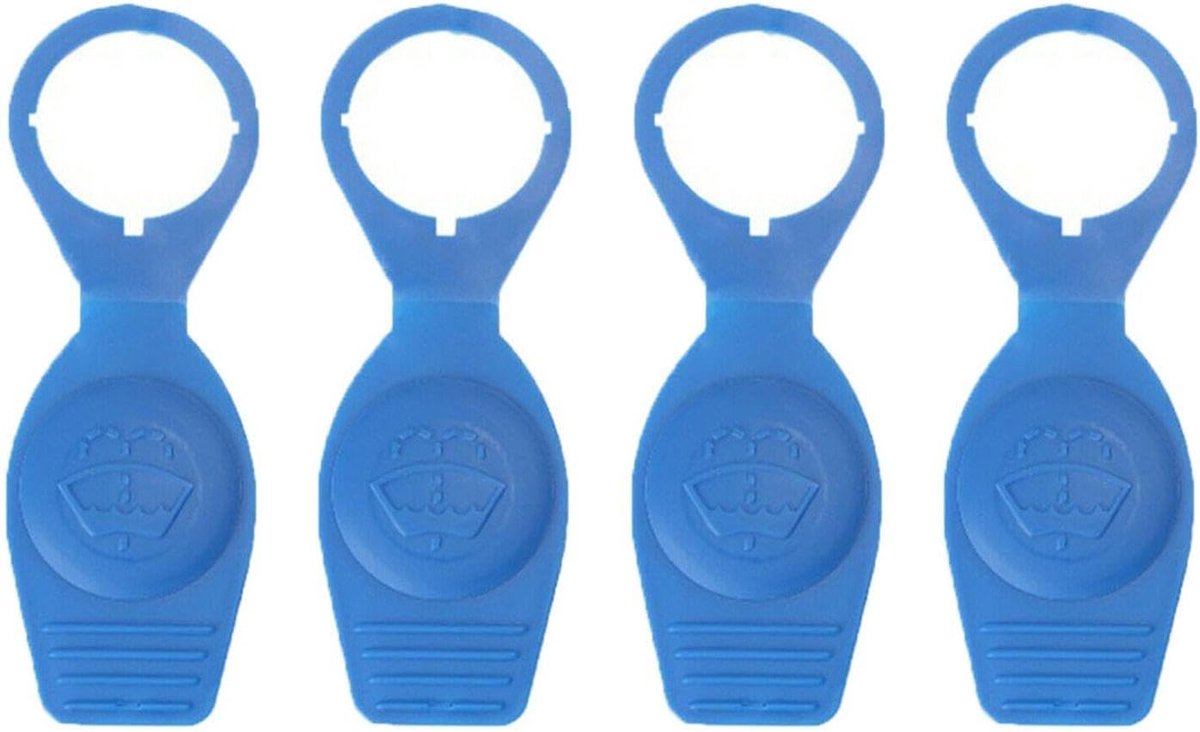 SnelShoppen - Pack van 4 Wiper Vloeistof Tank Covers, Vervangende Wisseraccessoires, Waterdicht en Duurzaam, Blauw 88,5 x 49 mm