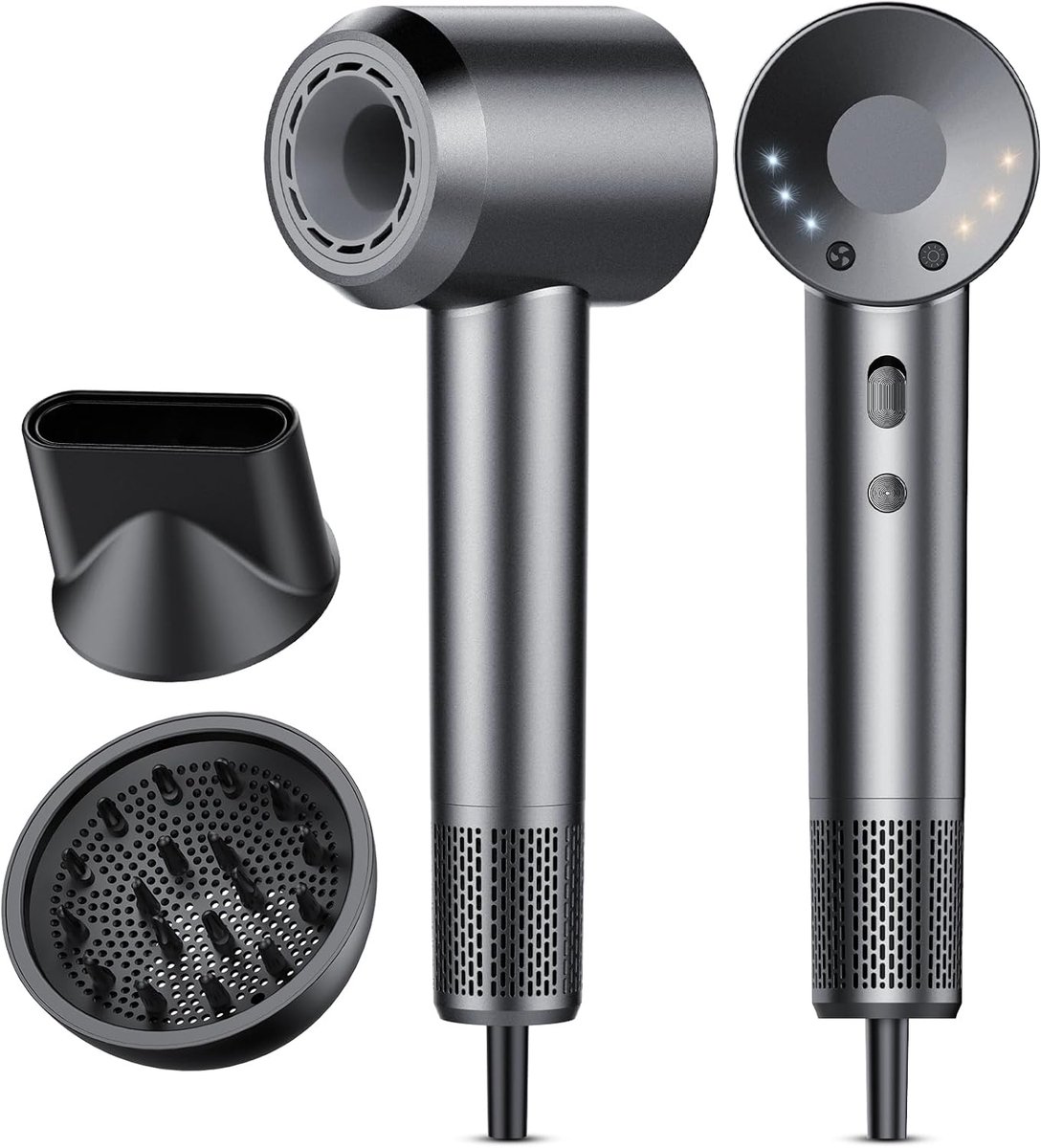 SnelShoppen - Professionele Haardroger, Draagbare Ionen-Haardroger, Sneldrogend, 160.000 omw/min, Temperatuurregeling, Magnetische Diffuser, 4 Niveaus