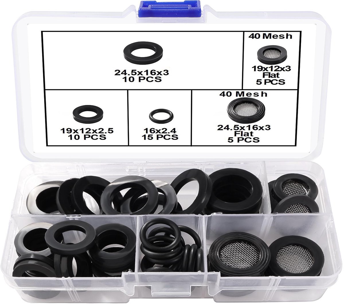SnelShoppen - 45Pcs Rubber Ringen en Filter Mesh Washer Kit - 1/2 en 3/4 Inch Slangkoppeling - Duurzame O-Ringen voor Waterkraan, Douche en Tuinslang