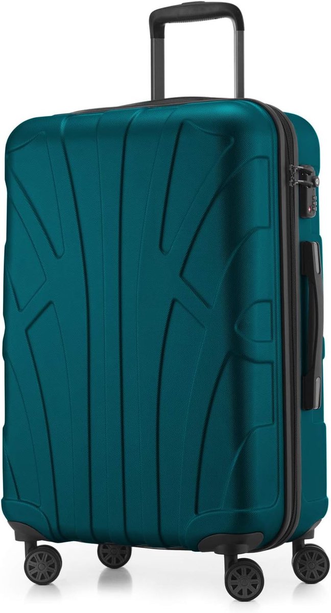 Thijox - Middelgrote Uitbreidbare Koffer 66x44x27 cm Harde ABS Schaal met TSA Slot en 4 Dubbele Wielen - Lichtgewicht Reiskoffer Aqua Groente
