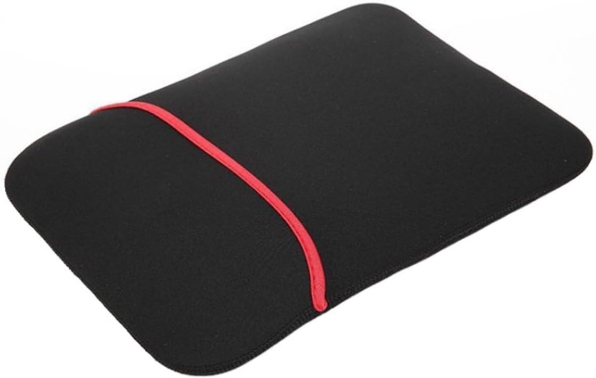 Thijox - Laptophoes 17 inch - Neopreen Laptop Sleeve met Bovenopening - Reversible Zwart/Rood - 40x29cm Laptop Bescherming voor Thuis en Onderweg