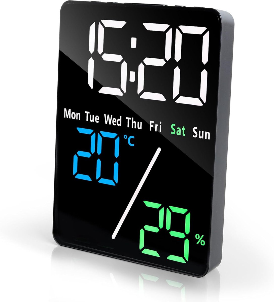 Thijox - 14,5 cm LED Digitale Wekker - Dubbel Alarm met Sluimerfunctie, Datum, Dag, Temperatuur - USB Oplaadbare Tafelklok voor Slaapkamer, Woonkamer,