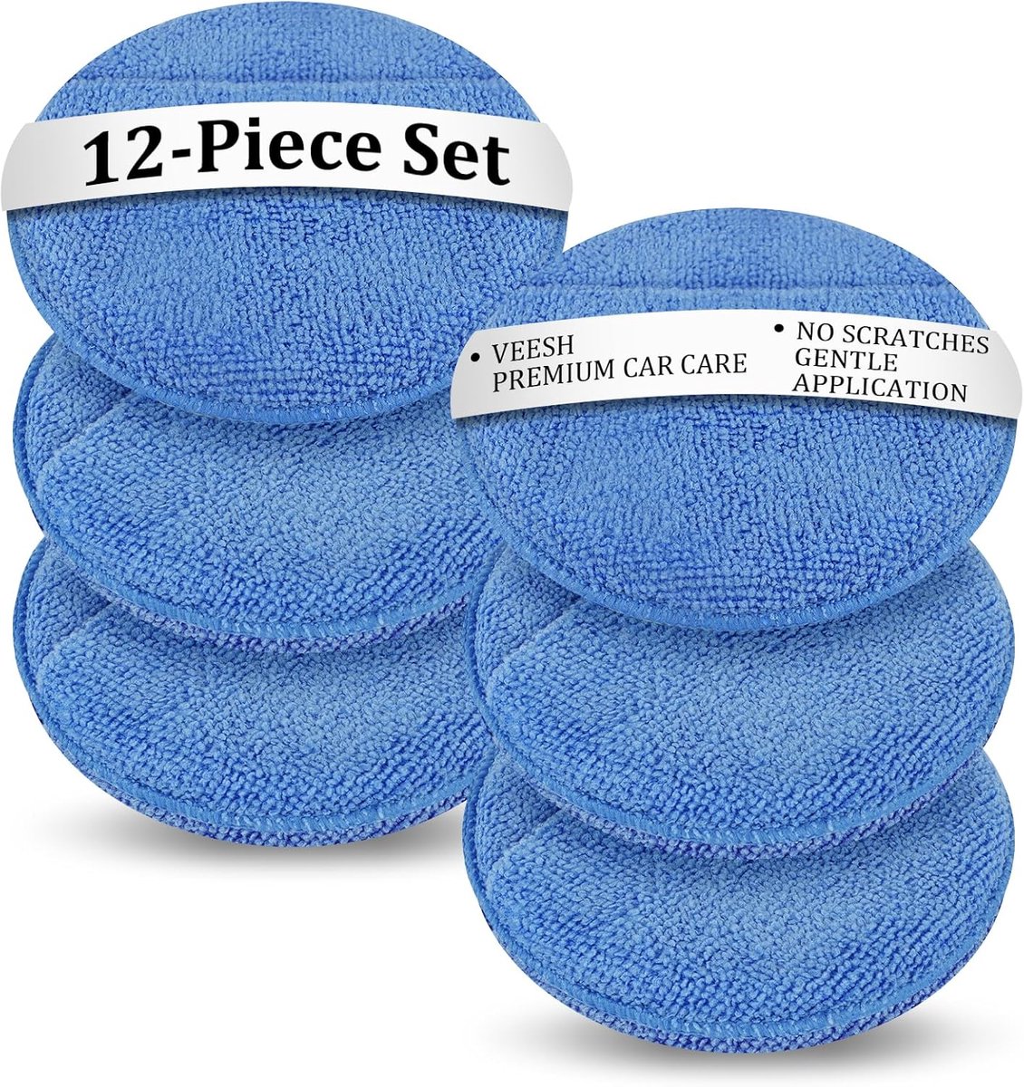 SnelShoppen - 12Pcs Microfiber Polijstpads voor Auto, Herbruikbare Wax Applicator Pads met Vinger Cribs, Ideaal voor Onderhoud van Auto, Glas, Metaal