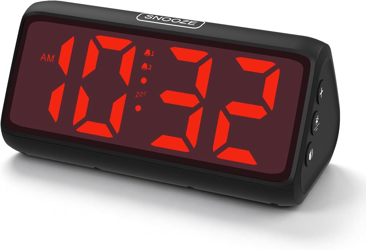 Thijox - Digitale Wekker met Groot LED-Display, 46 mm Cijfers, 4 Helderheidsniveaus, Snooze Functie, Stil, Batterij- en Netvoeding, Ideaal voor Slaapk