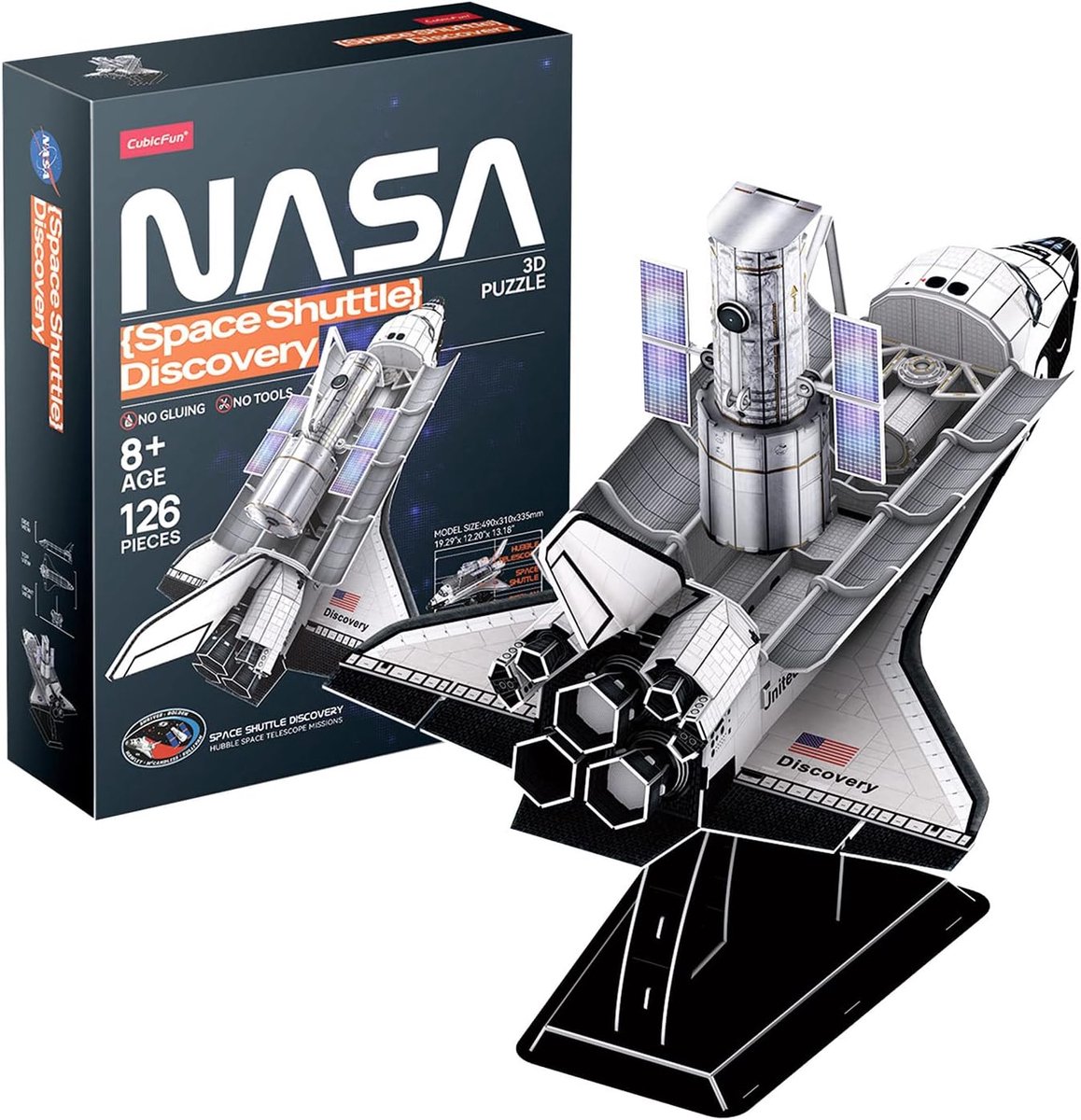 SnelShoppen - 3D Puzzle Ruimtevaart - Space Shuttle Discovery Model Kit | 126 Stukken Bouwpakket voor Kinderen en Volwassenen | Educatief en Creatief