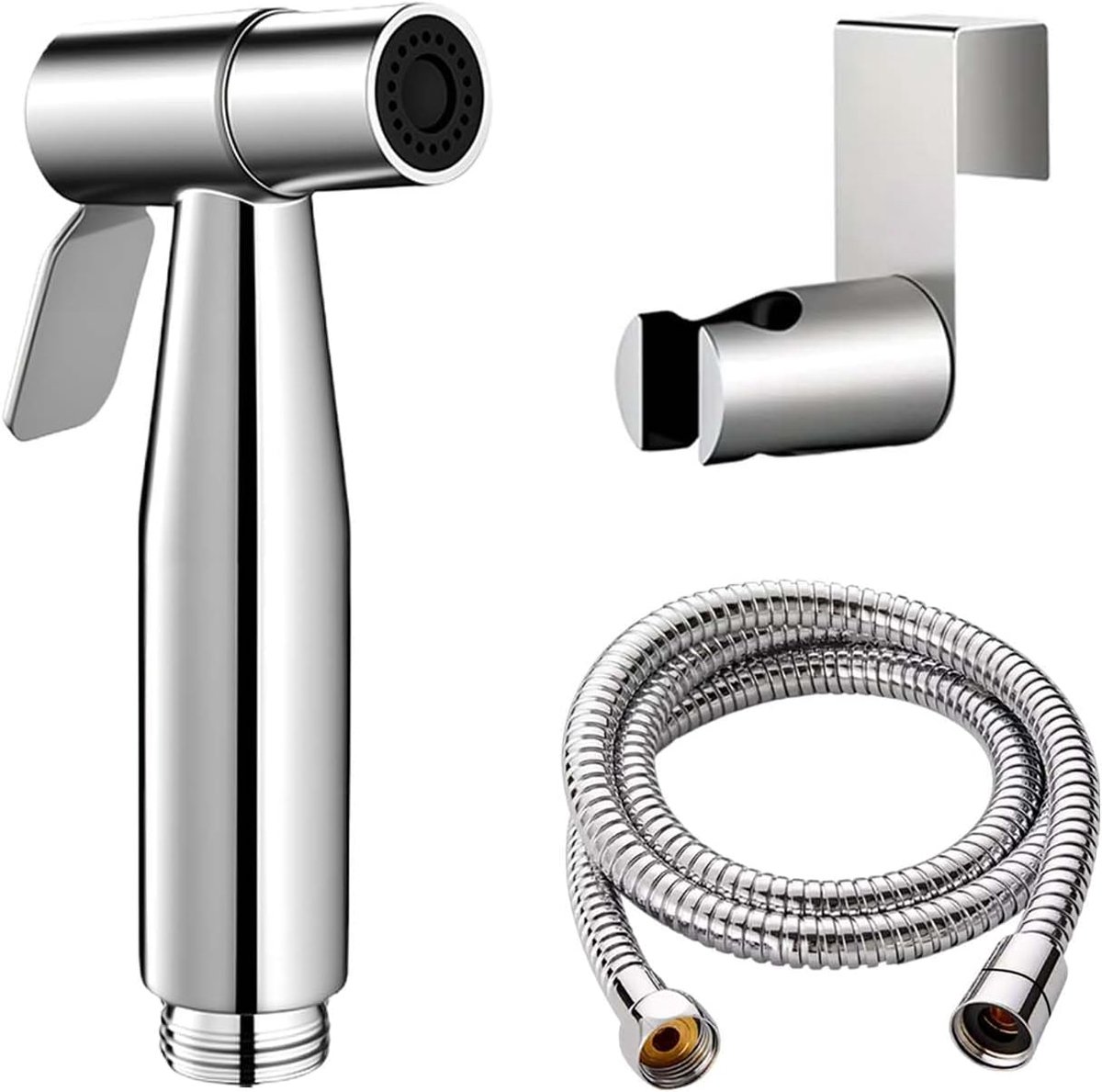 SnelShoppen - Handheld Bidet Sprayer, RVS Geborsteld Nikkel, Leckvrij, Ideaal voor Badkamer, Wasbare Luiers, Draagbaar en Roestvrij, Anti-Roest Douche