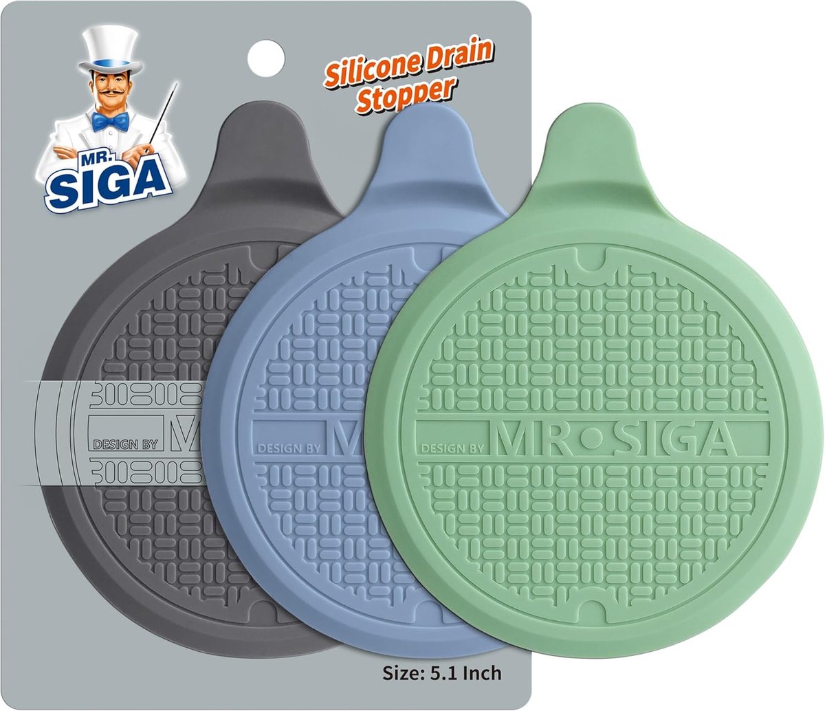 SnelShoppen - Silicone Drain Plug voor Douche, Bad en Keuken - 3 Stuks - 5.1 Inch - Waterdichte Stopper met Suction Cup - Ideaal voor Badkuip en Wasta