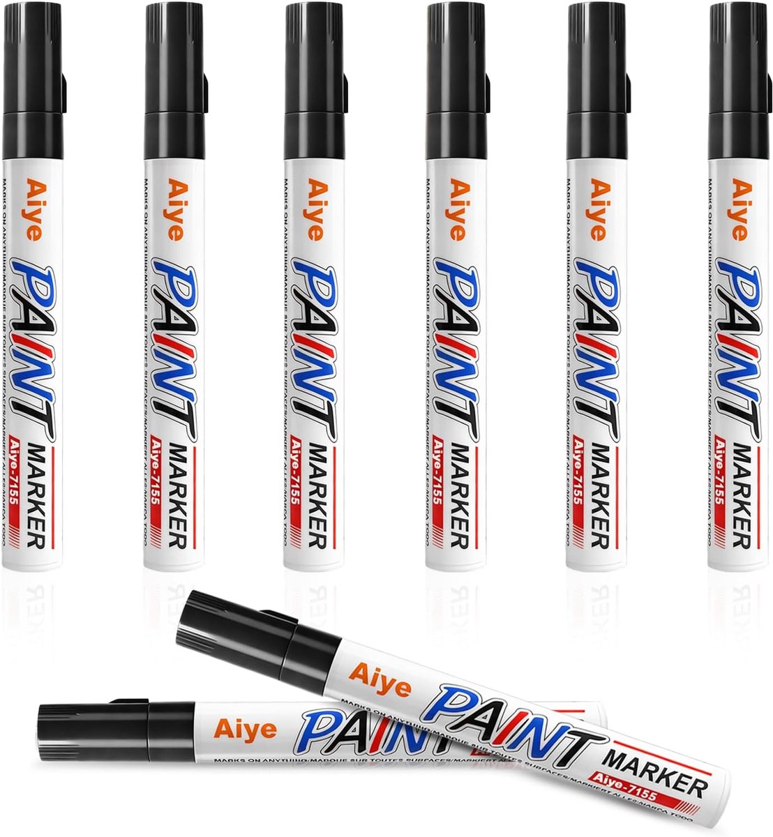 SnelShoppen - 8 Stuks Permanent Marker Set - Zwarte Waterdichte Verfmarkers - 2-2.8mm Fijne Punt - Metallic Acrylverf Pennen voor Rock Painting, Glas,