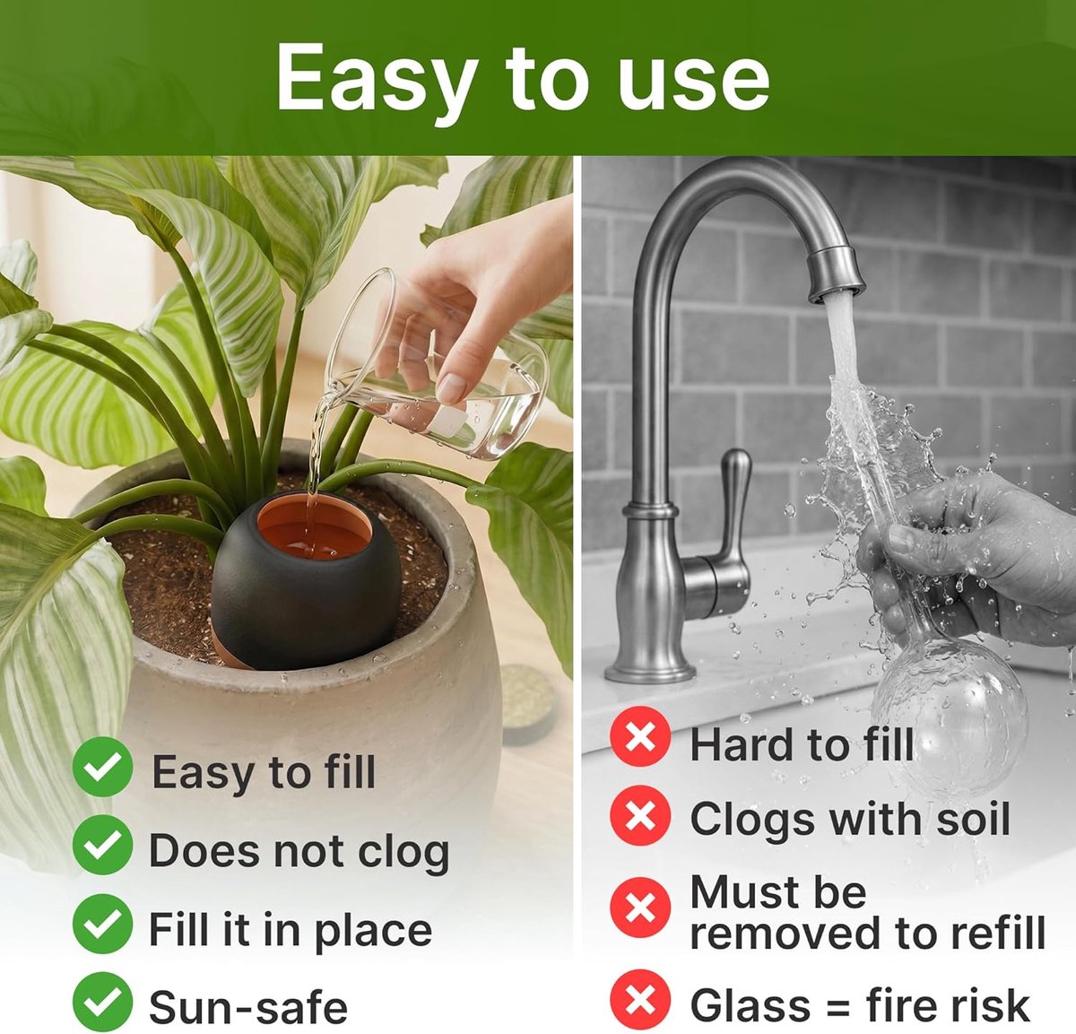 SnelShoppen - MINISMUS Watering Ball Ceramics 950ml - Zelfwaterende Planten Watergevel voor Binnen, Ideaal voor Plantenverzorging op Vakantie
