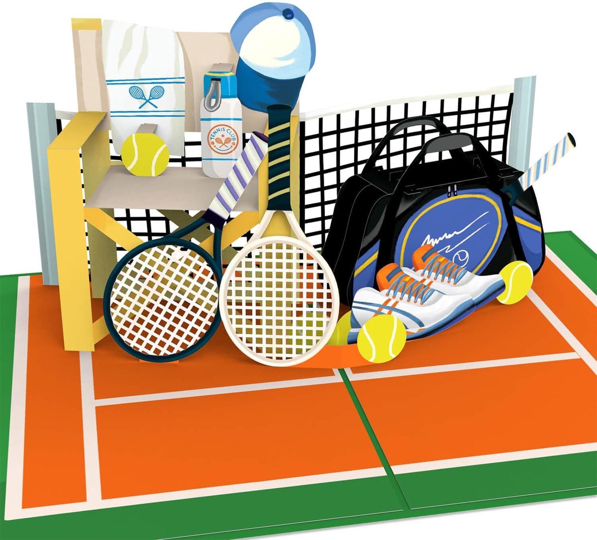 Pop-upkaart grappige 3D-verjaardagskaart - tennisracket - cadeau-idee voor verjaardag - tennistrainer - sportleraar - bijzondere momenten