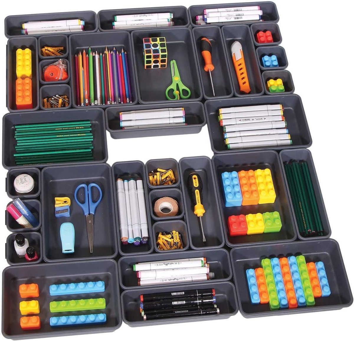 Set van 8 Lade Organizers, Plastic Opbergdozen en Ladebakken in 3 Maten voor Bureau, Badkamer en Keuken, Ideaal voor Makeup en Thuisgebruik