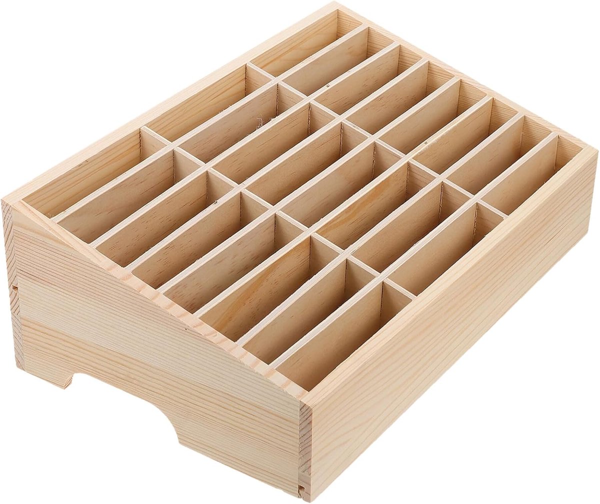 SnelShoppen - Houten Smartphone Opbergdoos - Mobiele Telefoon Organizer - Desk Display Rack - Pencil Holder - Duurzaam en Natuurlijke Houtafwerking