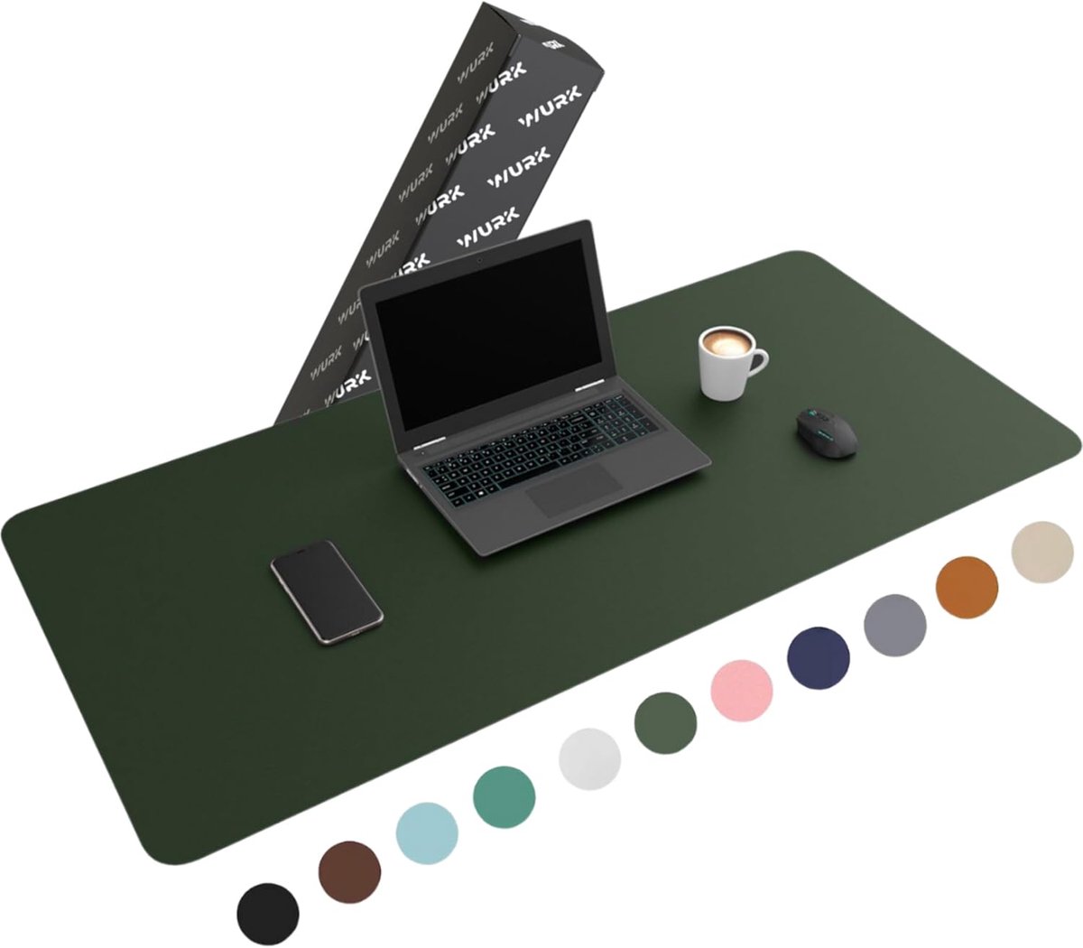 SnelShoppen - WURK Professionele Desk Mat 120x60 cm - XXL Mouse Pad Multifunctioneel - Grote Bureau Mat - Groen voor Tidy Werkplek
