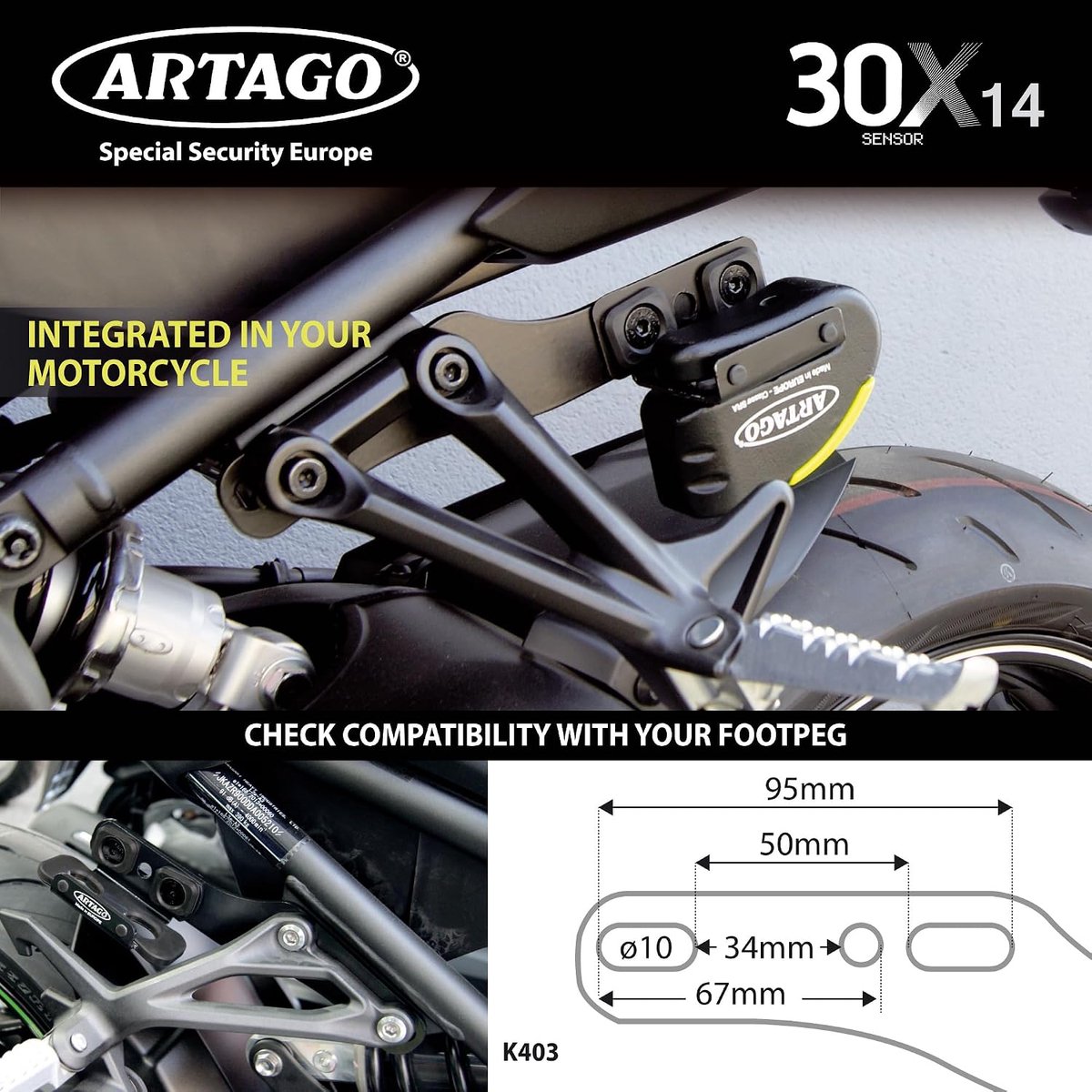 SnelShoppen - 2-in-1 Remschijfslot met Alarm 120db voor Yamaha MT-07 en Tracer 700, Hoogwaardige Beveiliging, SRA en Sold Secure Gold, Inclusief Houde