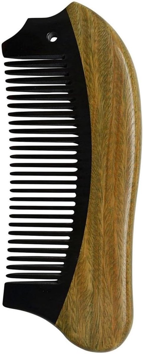 Thijox - EQLEF Kam van Hoorn en Sandelhout, Handboek, Zakkam 12 cm x 4 cm voor Thuis, Reizen, en Cadeaus