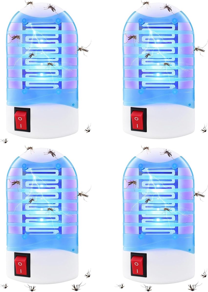 Thijox - Elektrische Muggenlamp UV-lamp Set van 4 - Veilig voor Thuis, Slaapkamer, Keuken en Kantoor - Chemisch Vrij, Stil met Zuigventilator - Effect